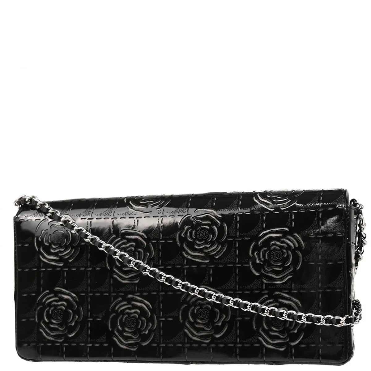 Chanel 2001-2003 Patent Leather Camellia Cutout East West Bag - Image 3