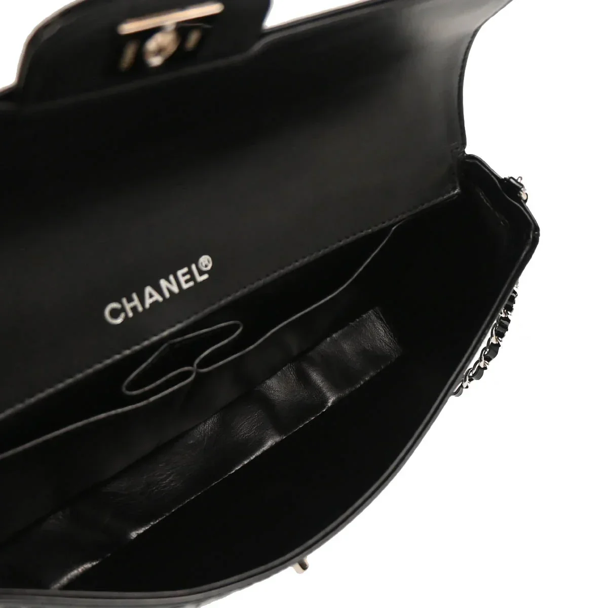 Chanel 2001-2003 Patent Leather Camellia Cutout East West Bag - Image 5