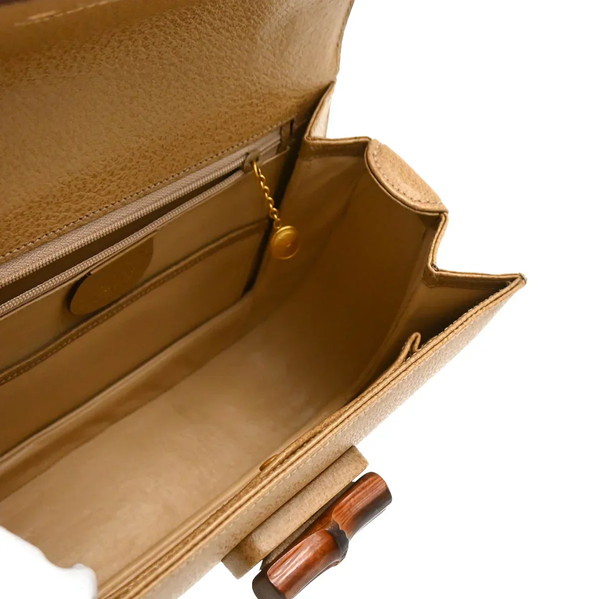 Gucci Beige Pigskin Bamboo 2way Shoulder Handbag - Image 4