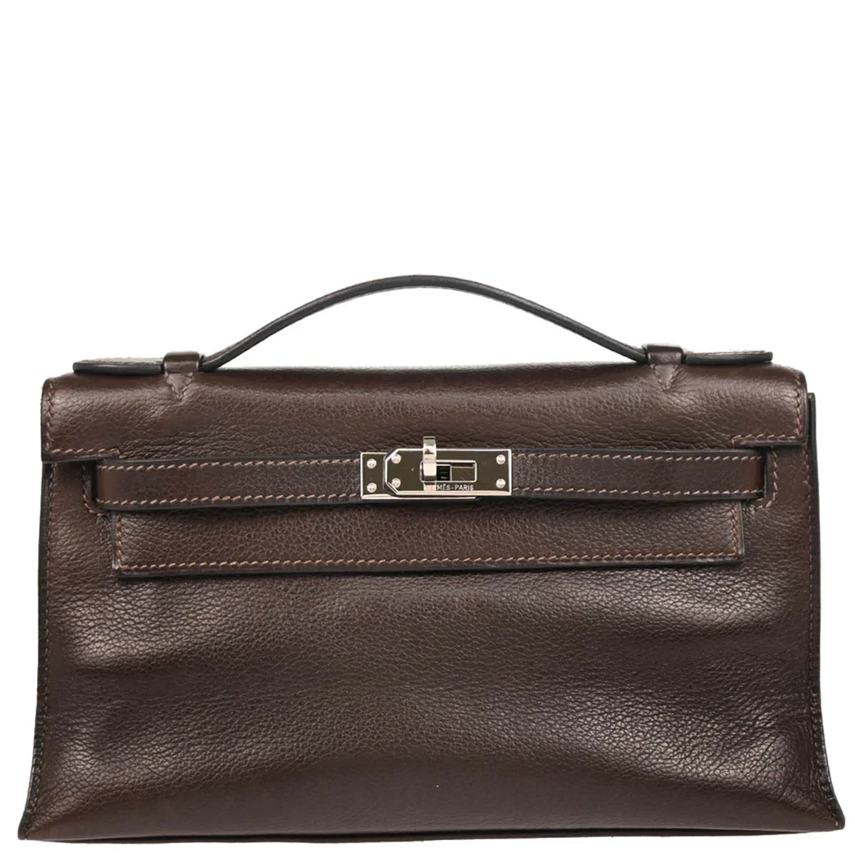 Hermes 2005 Ebene Evergrain Kelly Pochette Handbag