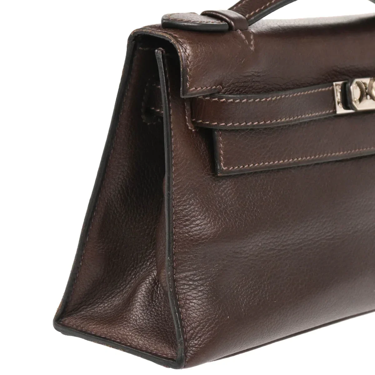 Hermes 2005 Ebene Evergrain Kelly Pochette Handbag - Image 3