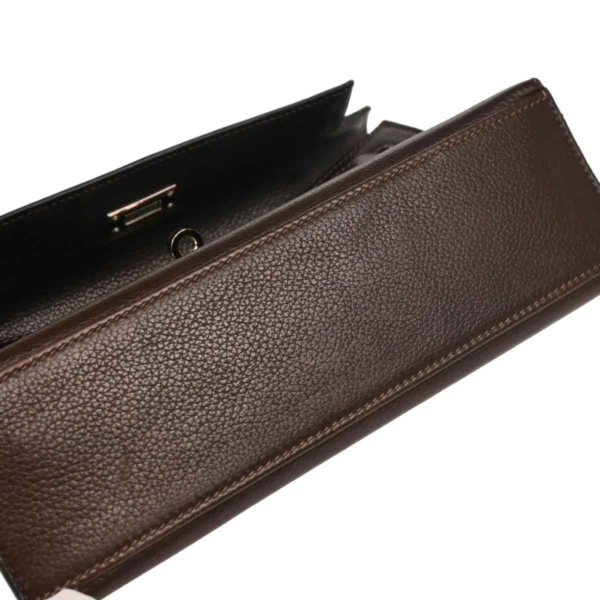 Hermes 2005 Ebene Evergrain Kelly Pochette Handbag - Image 4