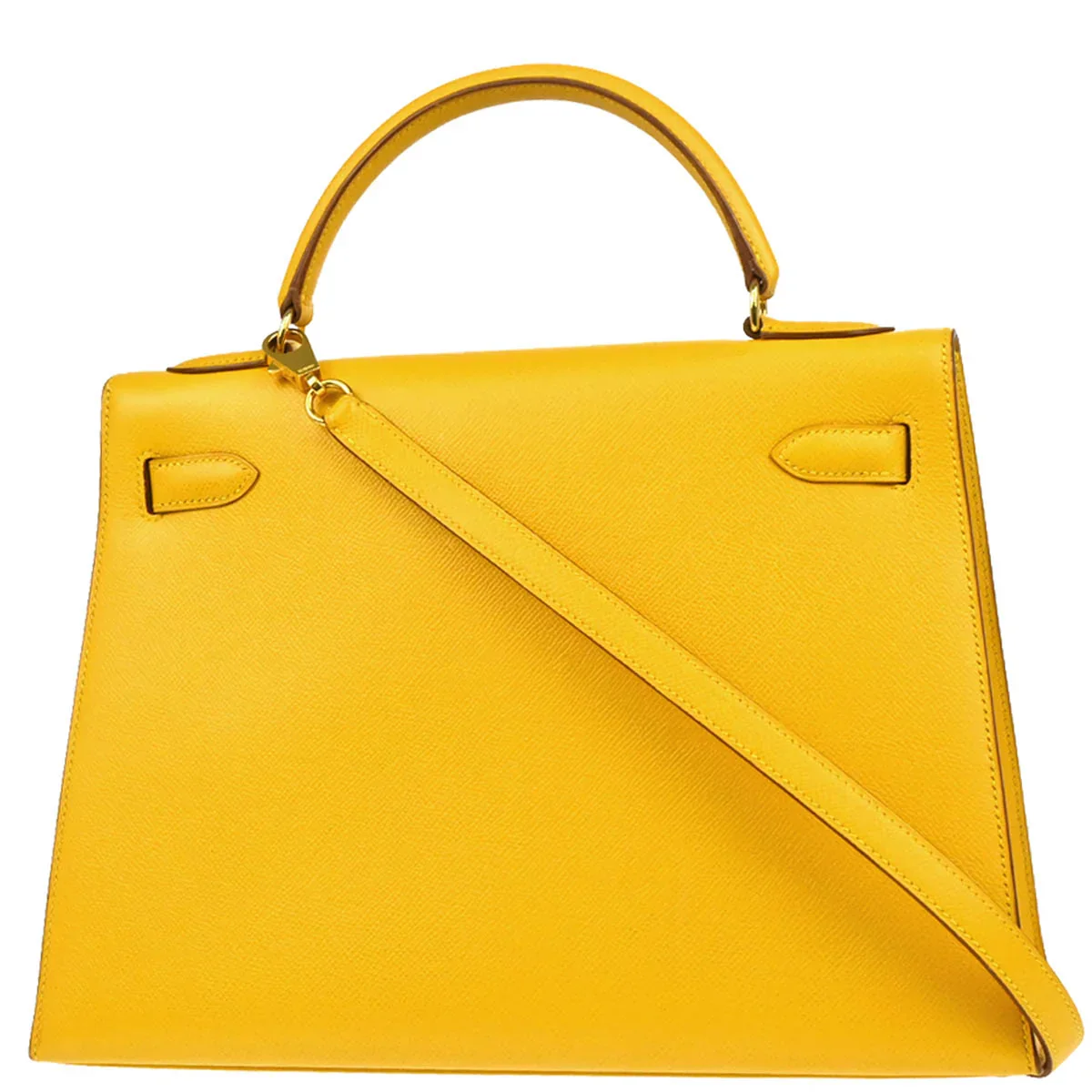 Hermes Jaune Courchevel Kelly 32 Sellier Handbag - Image 2