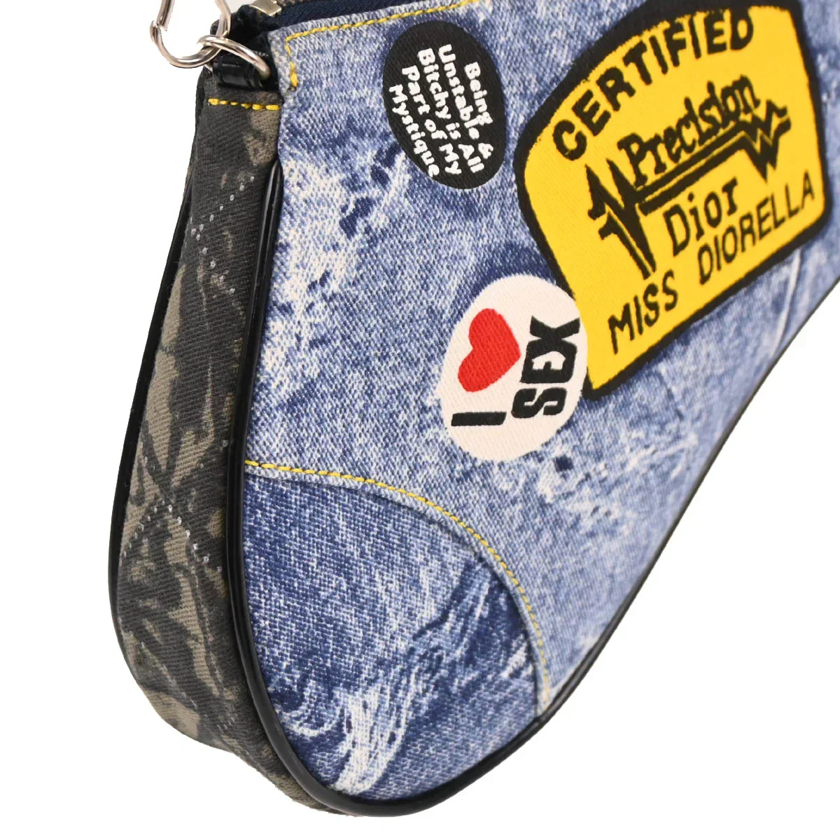 Christian Dior 2001 Blue Denim Print Saddle Handbag - Image 3