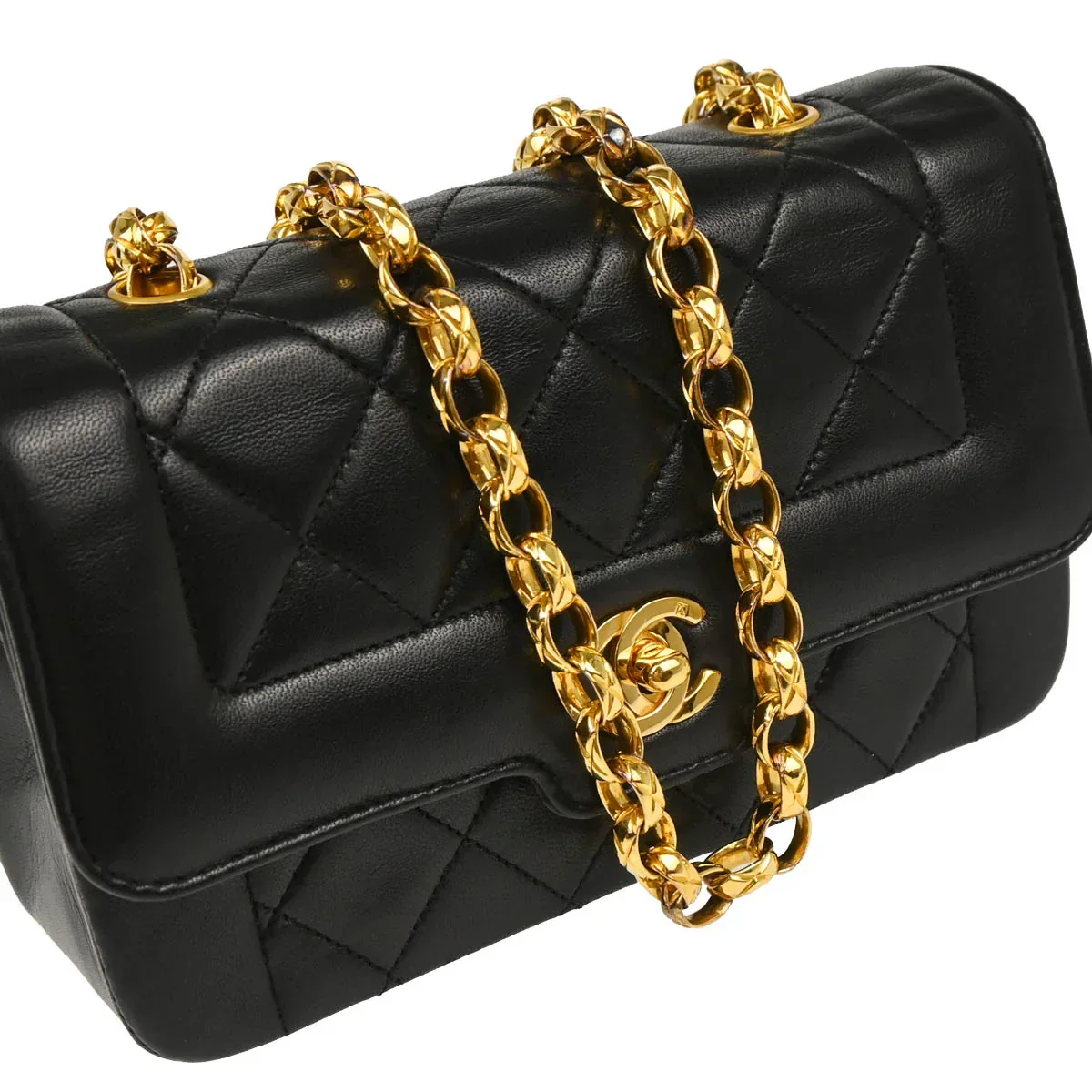 Chanel 1989-1991 Black Lambskin Shoulder Bag - Image 3