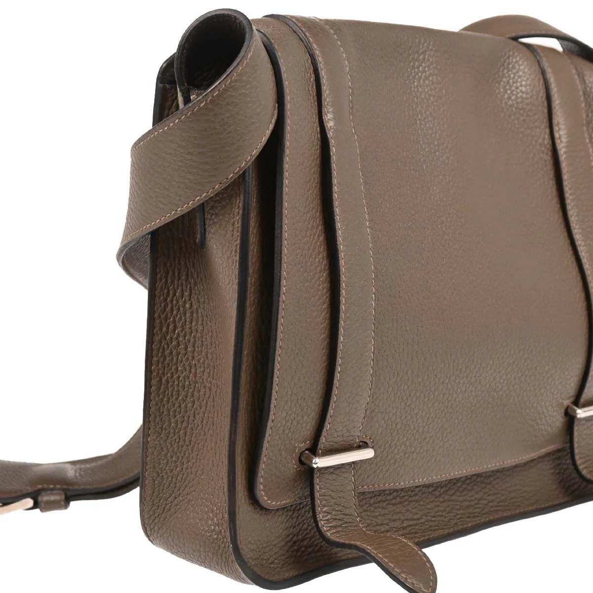 Hermes 2014 Etoupe Taurillon Clemence Steve Caporal 27 Shoulder Bag - Image 3
