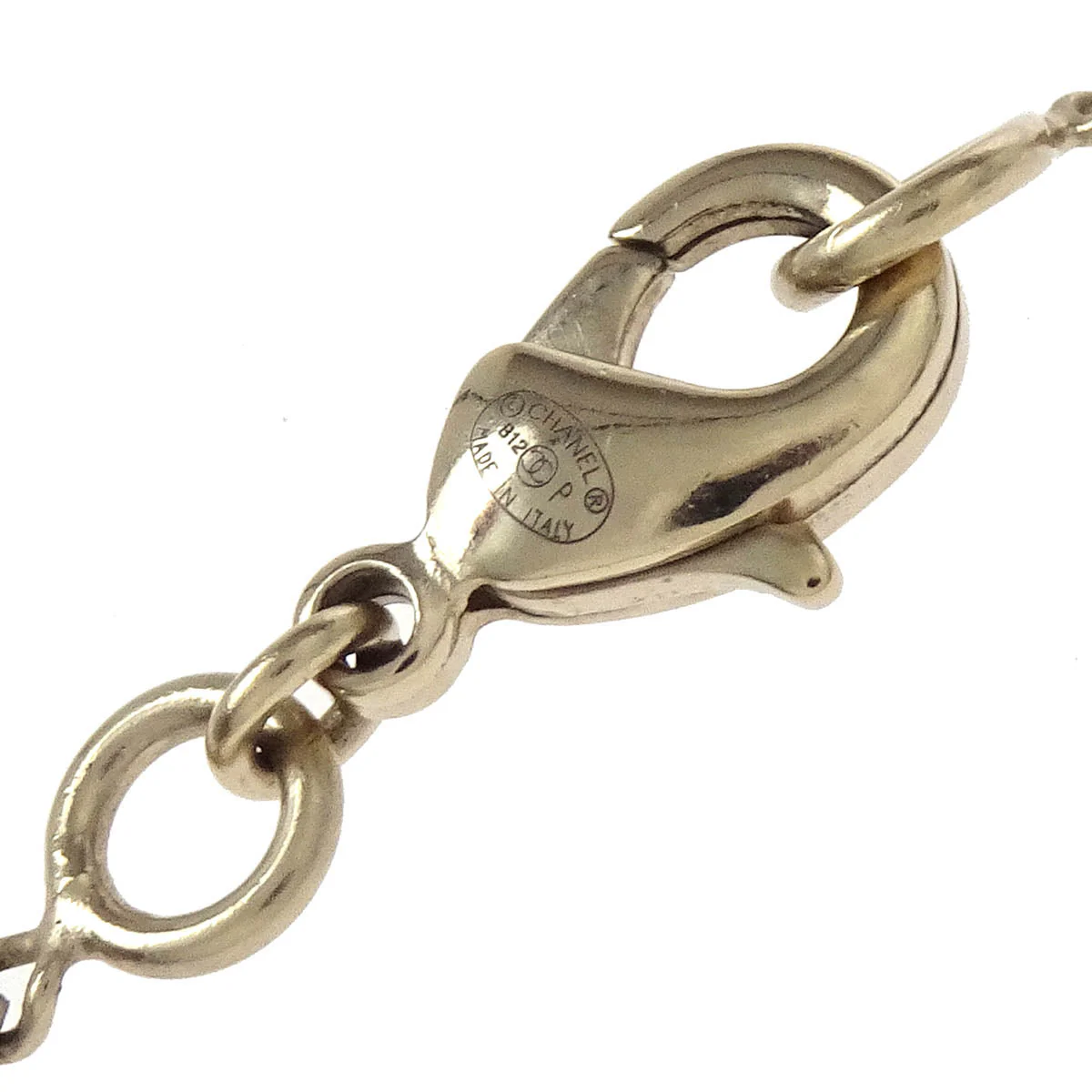 Chanel Gold Chain Pendant Necklace Rhinestone Bow CC B12P - Image 4