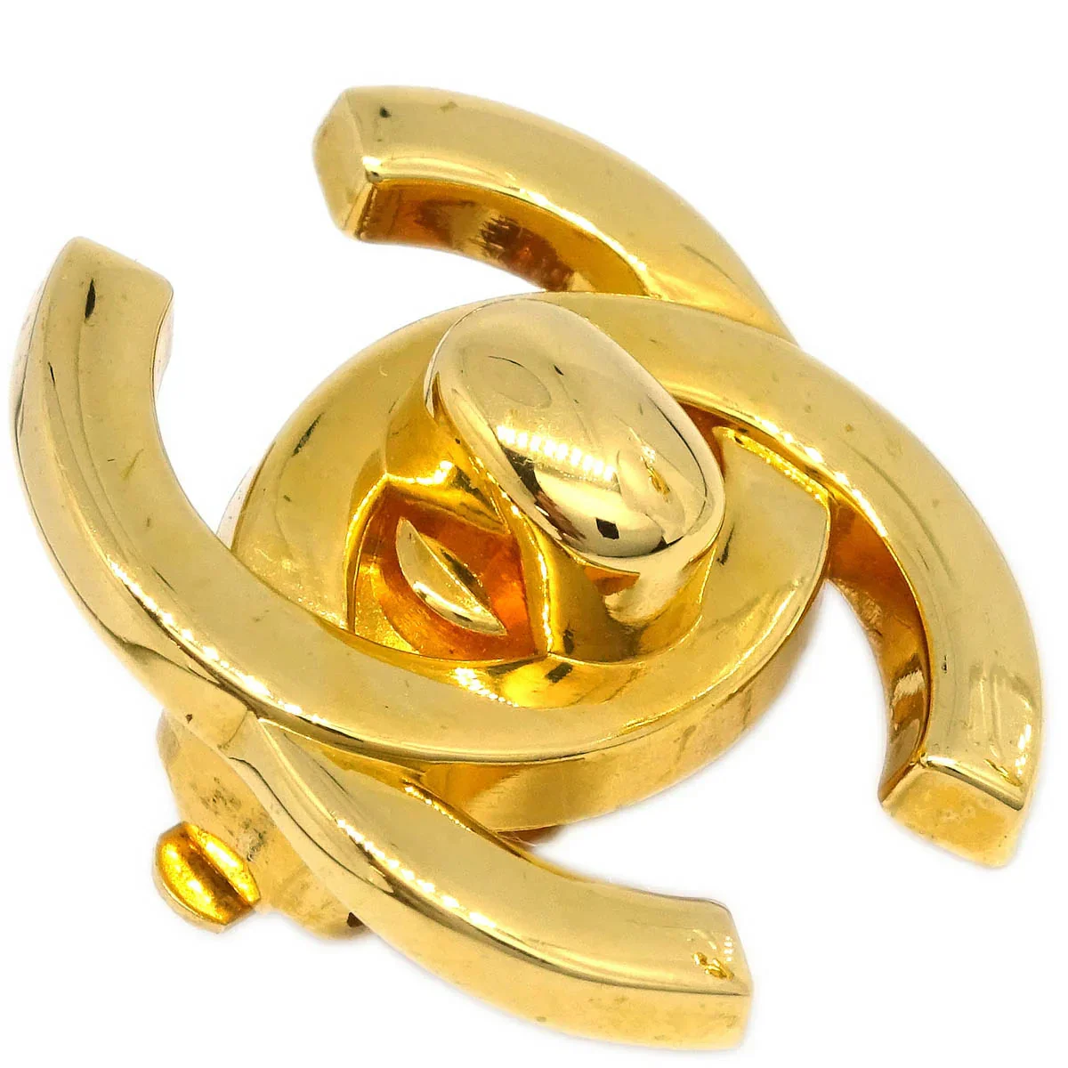 Chanel CC Turnlock Earrings Clip-On Gold Large 96A - Image 2
