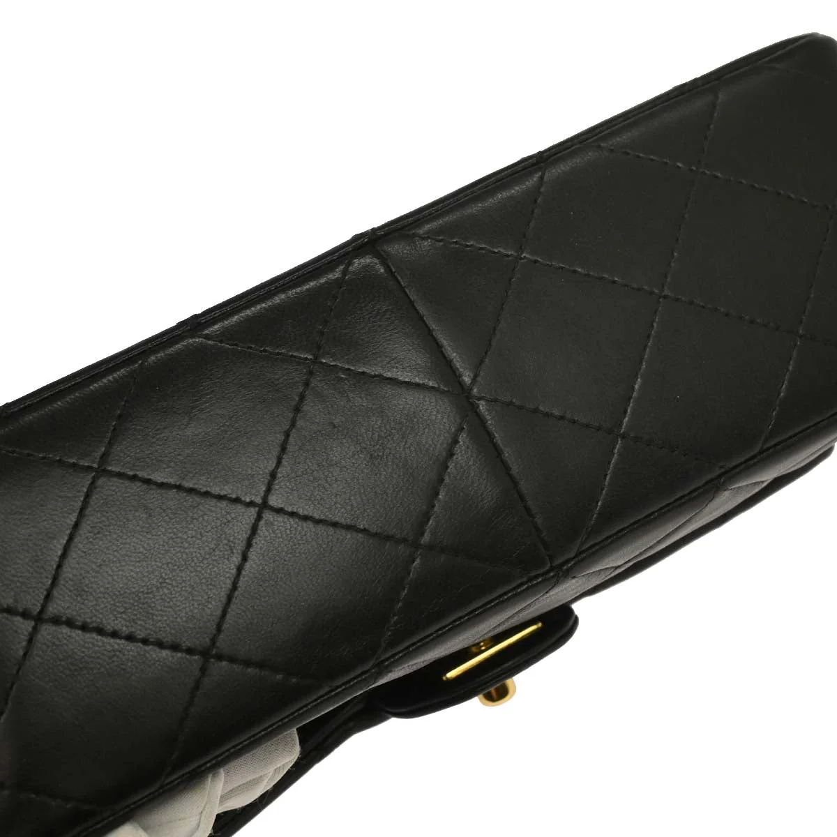 Chanel 1991-1994 Black Lambskin Classic Square Flap Shoulder Bag - Image 3