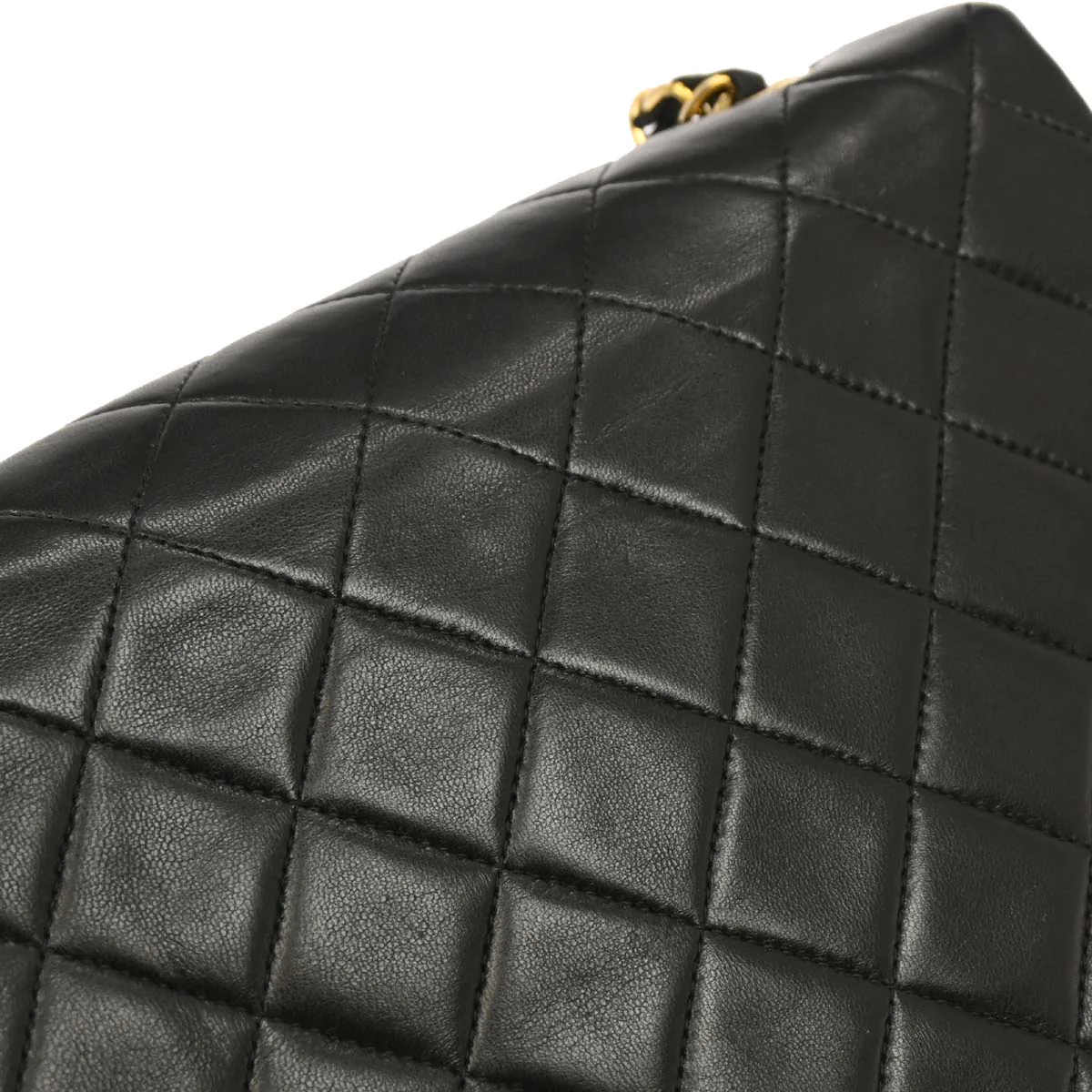 Chanel 1991-1994 Black Lambskin Classic Square Flap Shoulder Bag - Image 4