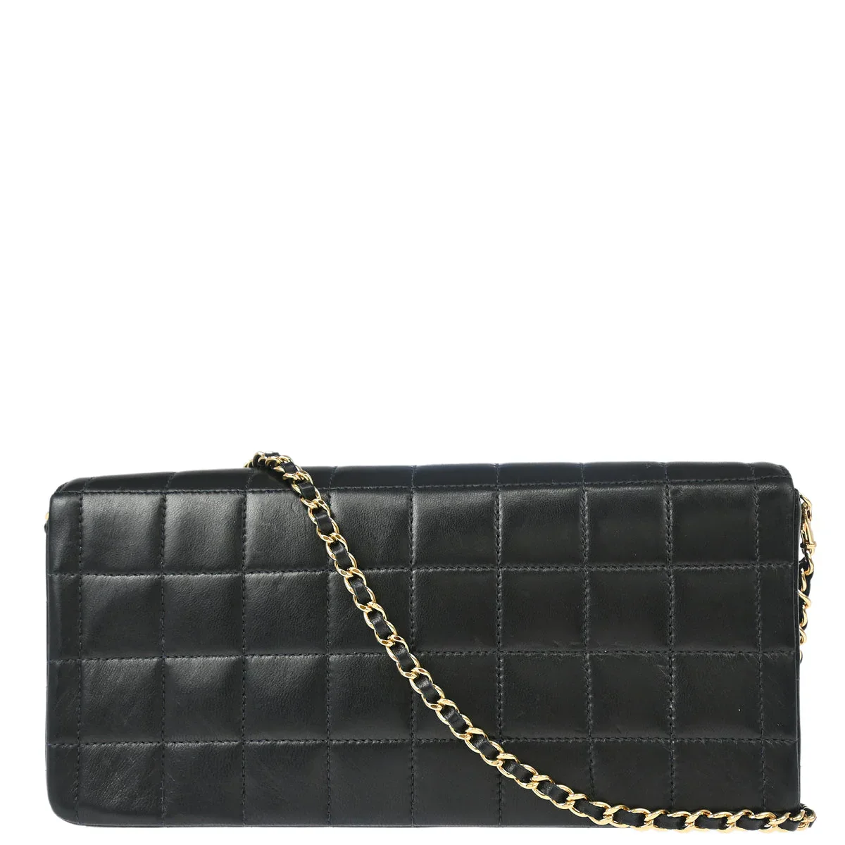 Chanel 2003-2004 Black Lambskin East West Choco Bar Shoulder Bag - Image 2