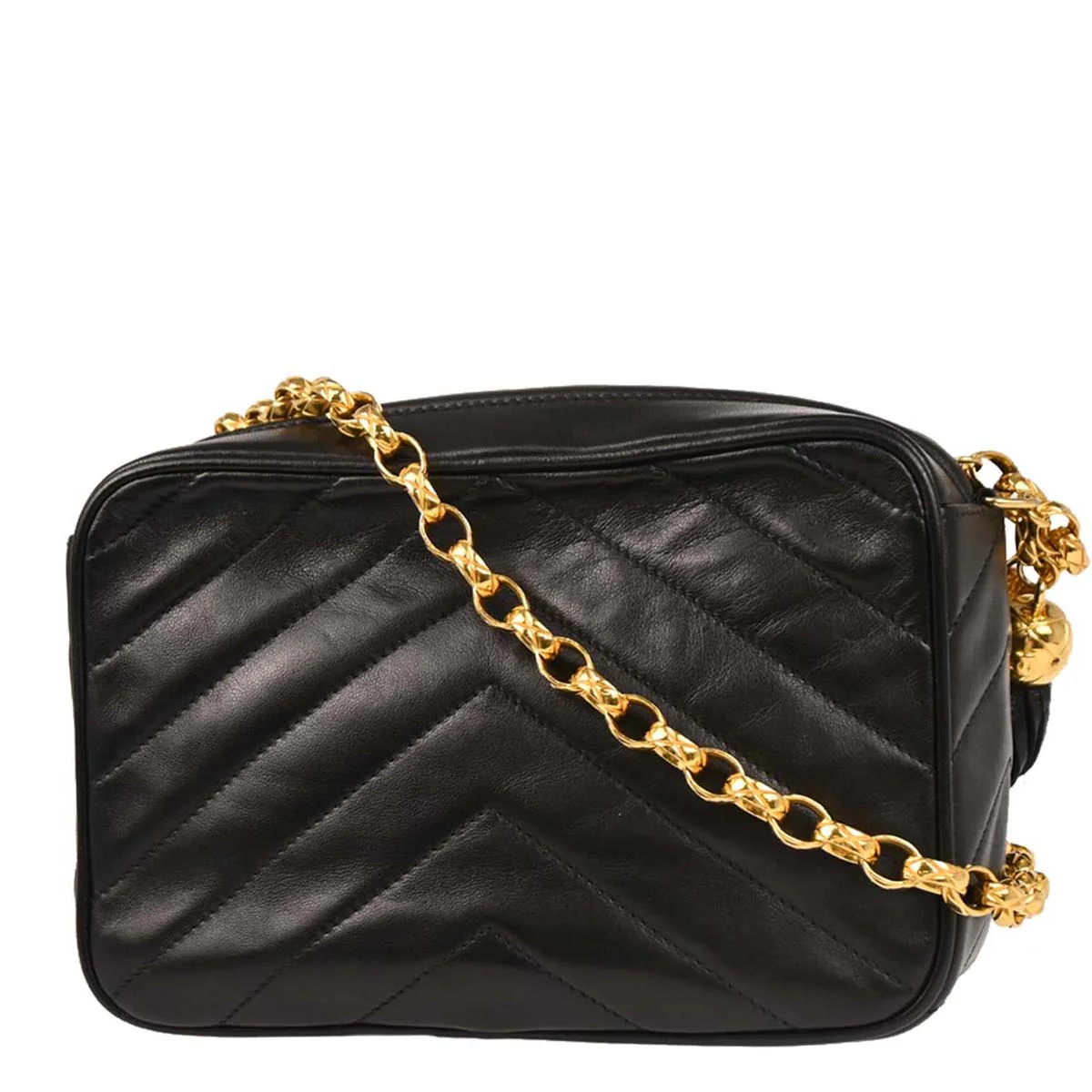 Chanel 1991-1994 Black Lambskin Camera Bag Mini - Image 2