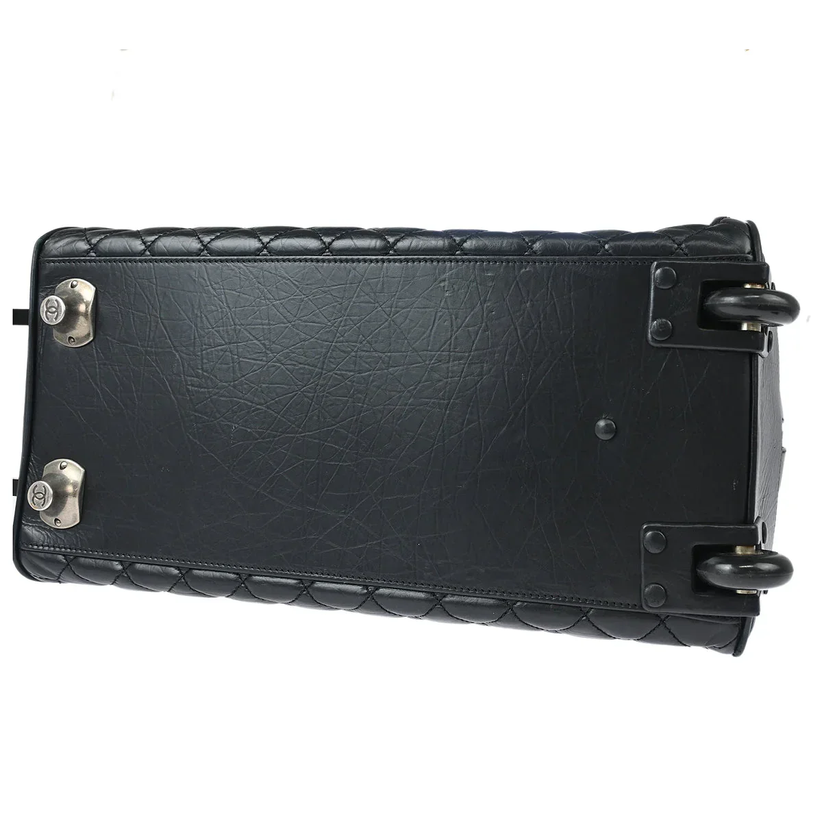 Chanel 2005-2006 Black Calfskin 2way Shoulder Handbag Carry-On Rolling Luggage - Image 6