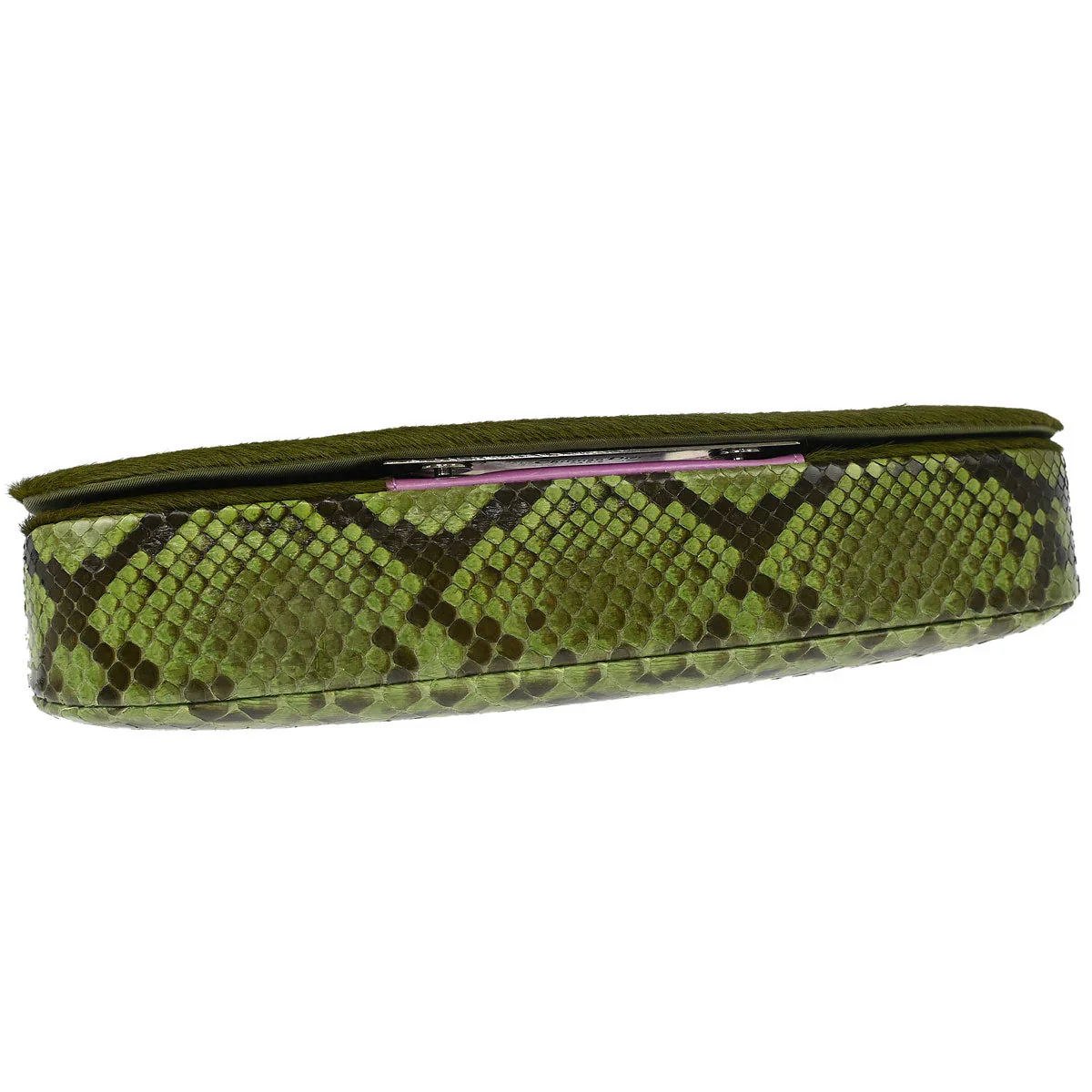 Christian Dior * 2000 Moss Green Pony Hair Python Malice Pearl Handbag - Image 3
