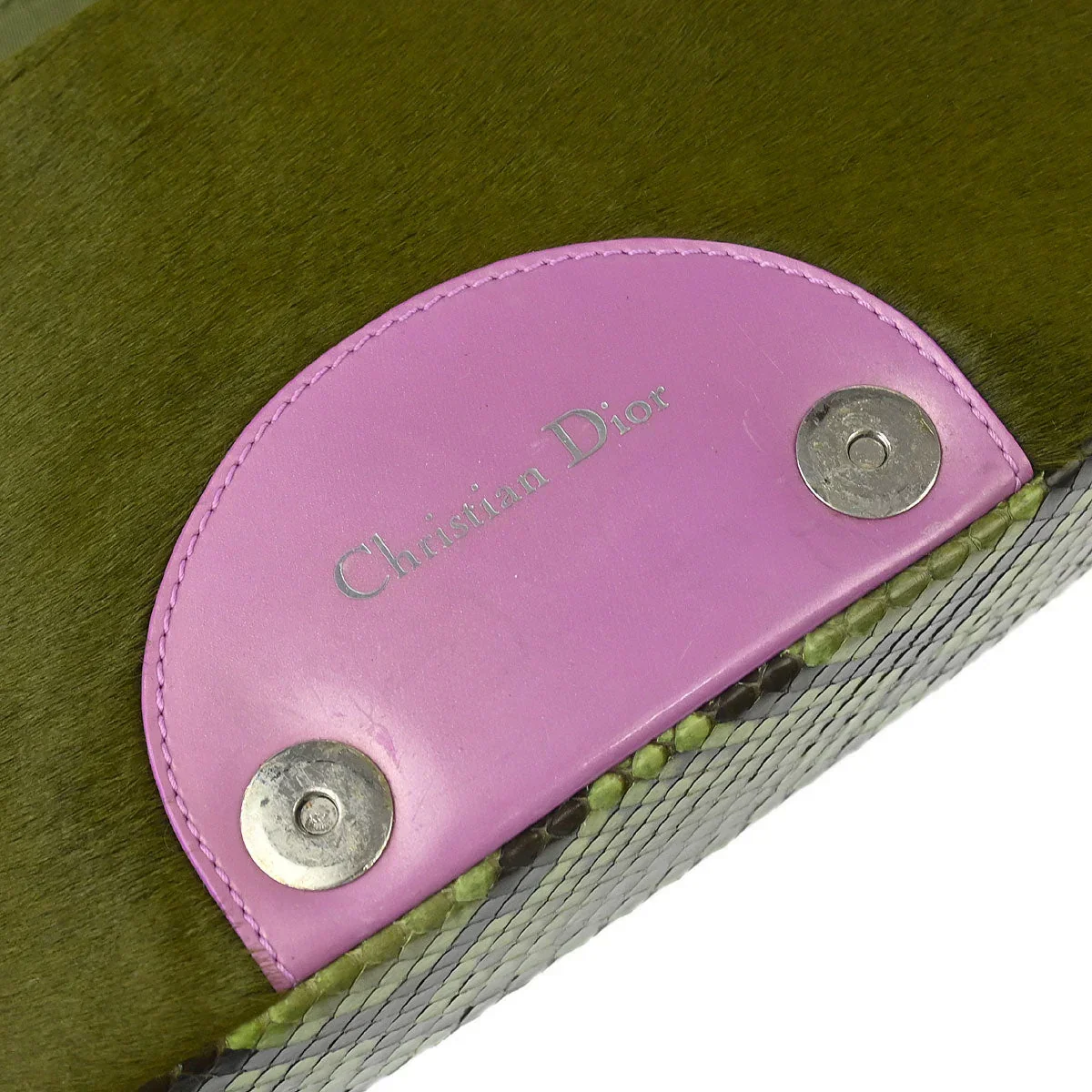 Christian Dior * 2000 Moss Green Pony Hair Python Malice Pearl Handbag - Image 7