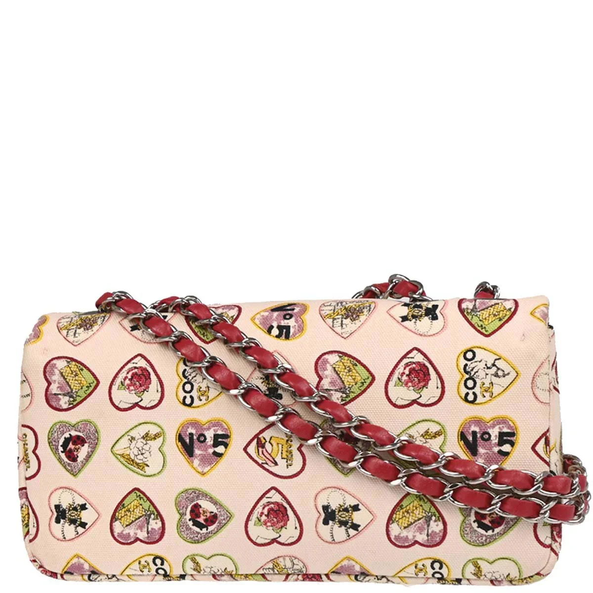 Chanel 2005-2006 Pink Canvas Valentine Chain Shoulder Bag - Image 2