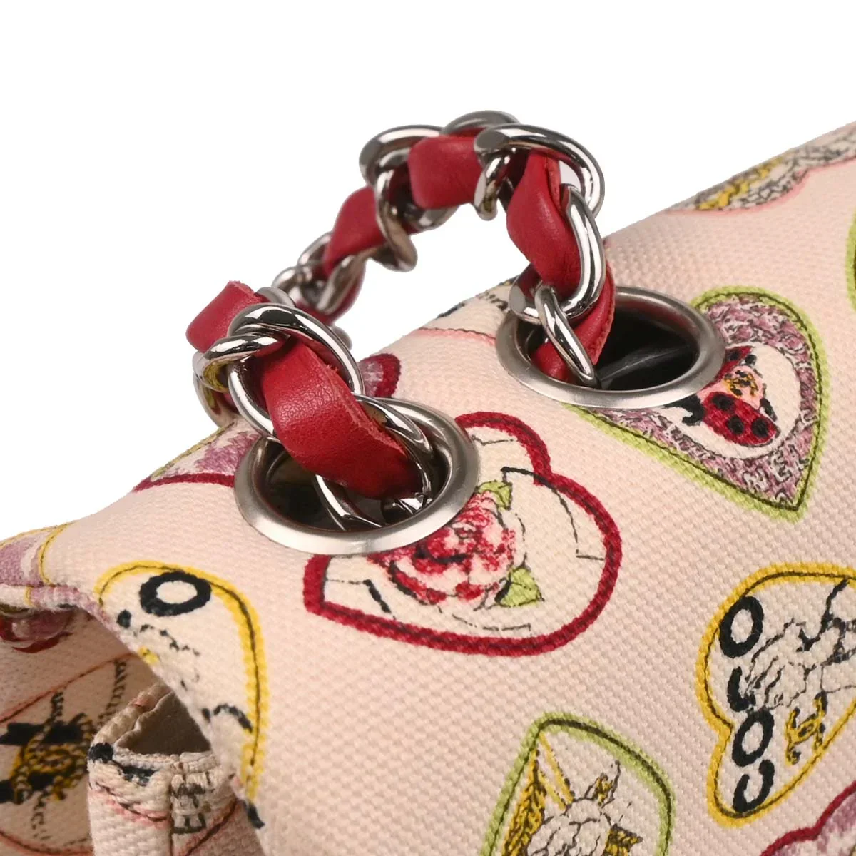 Chanel 2005-2006 Pink Canvas Valentine Chain Shoulder Bag - Image 5