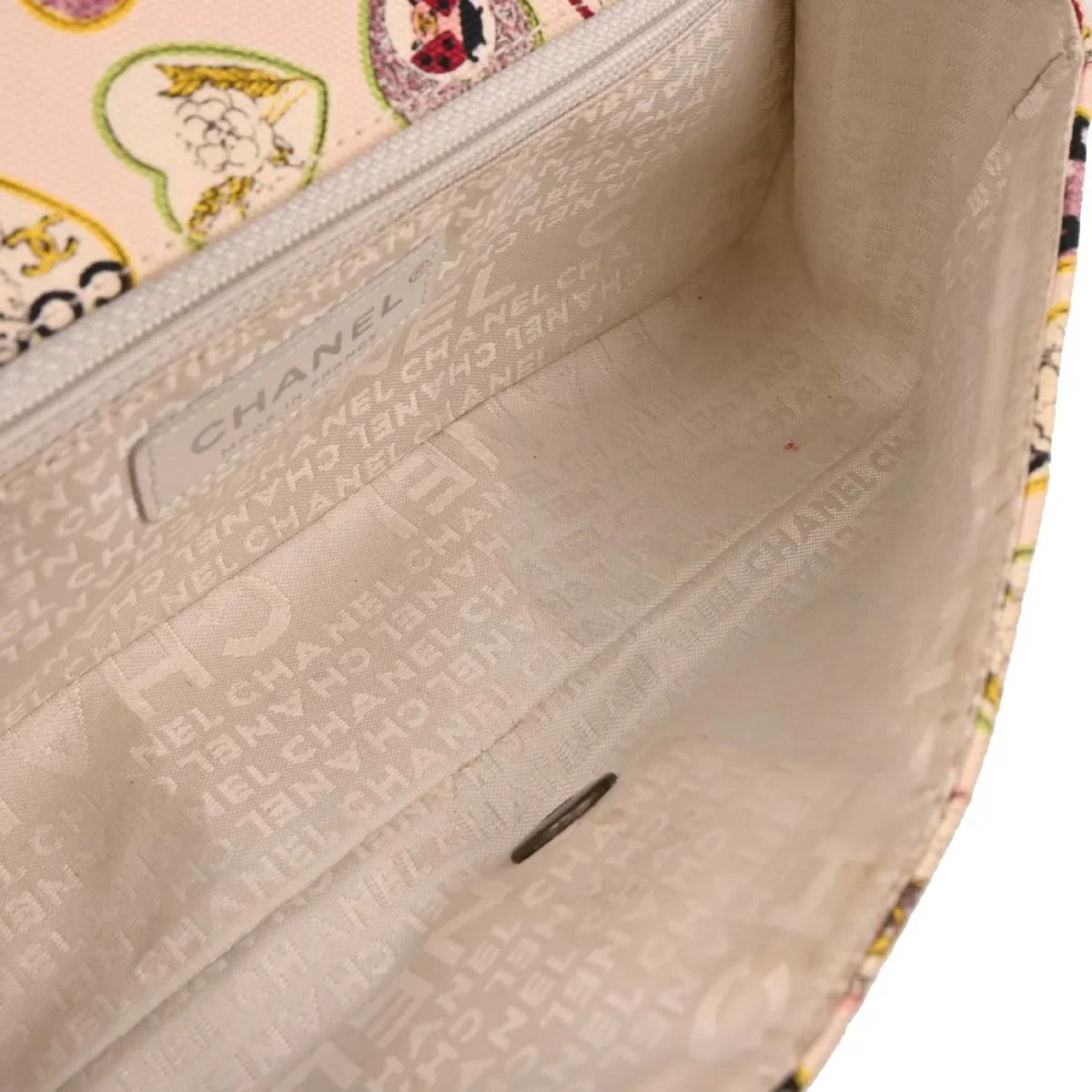 Chanel 2005-2006 Pink Canvas Valentine Chain Shoulder Bag - Image 7