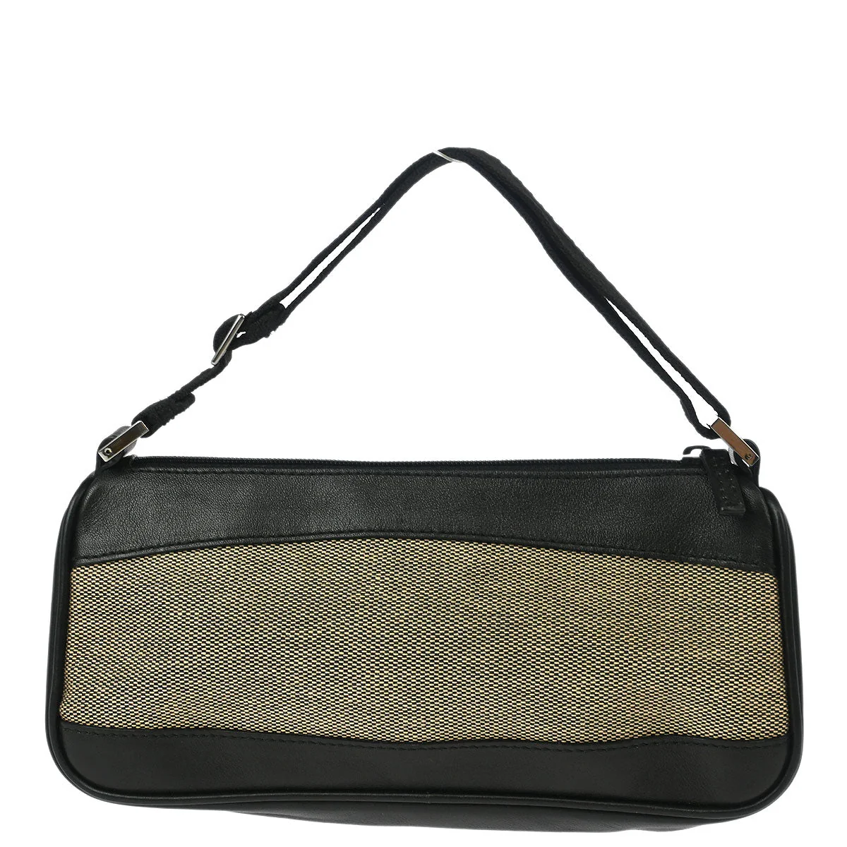 Gucci Black Leather Canvas Pouch Handbag - Image 2