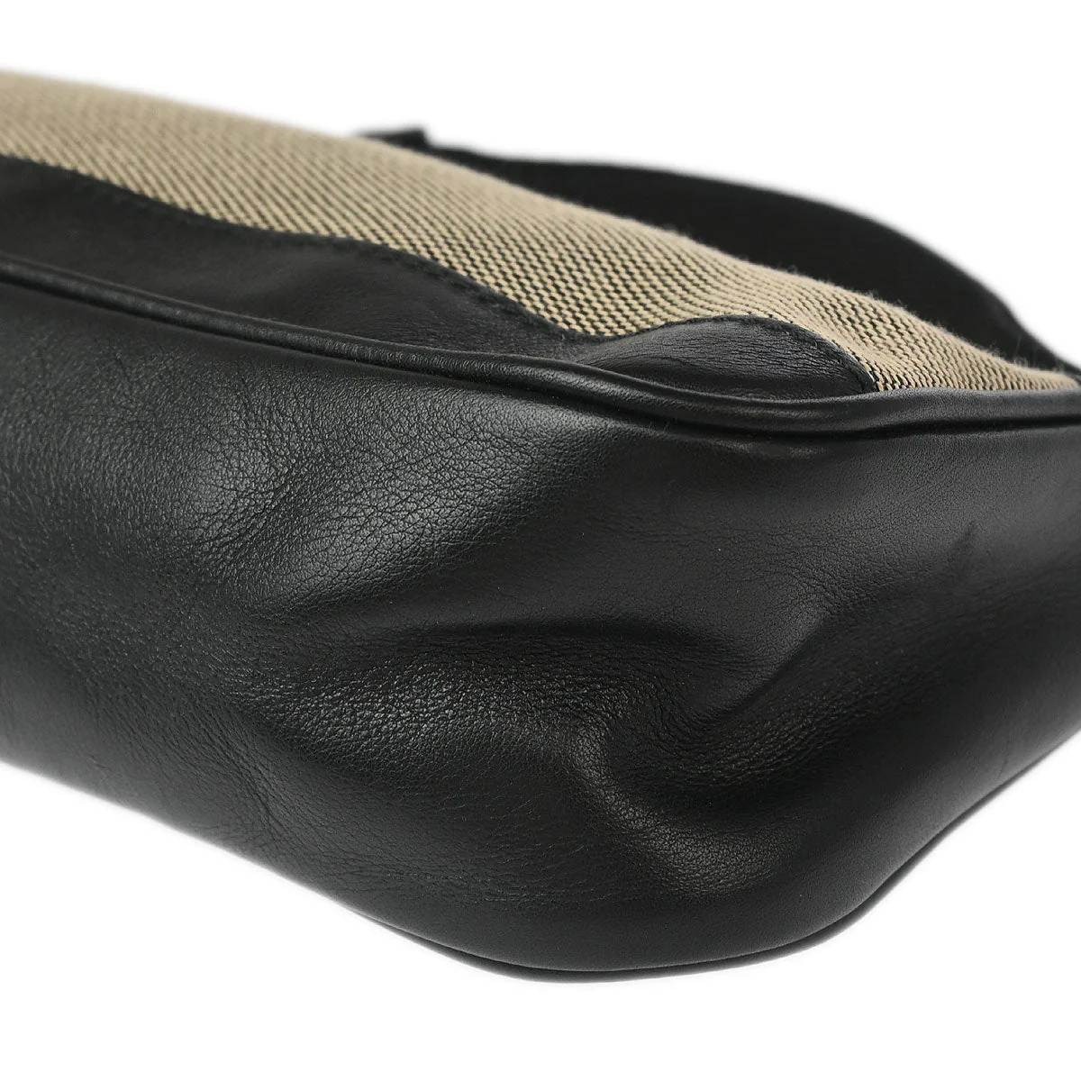 Gucci Black Leather Canvas Pouch Handbag - Image 4