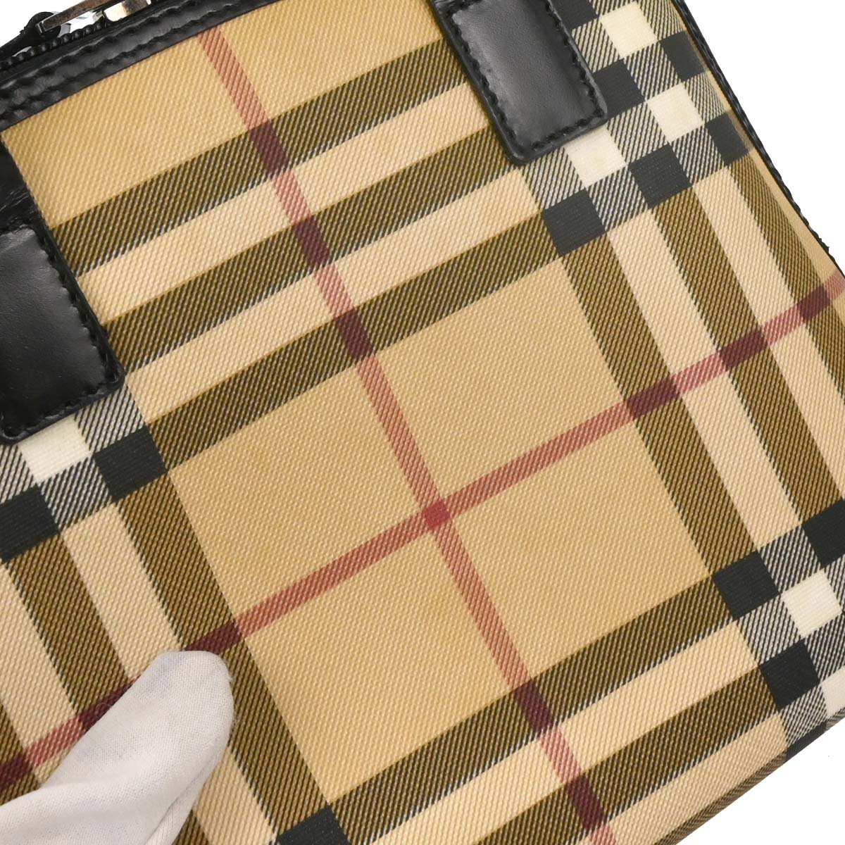 Burberry Beige PVC Burberry Check Handbag - Image 6