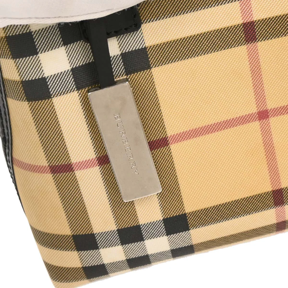 Burberry Beige PVC Burberry Check Handbag - Image 8