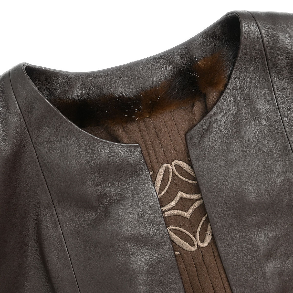 Loewe Collarless Jacket Dark Brown #40 - Image 3