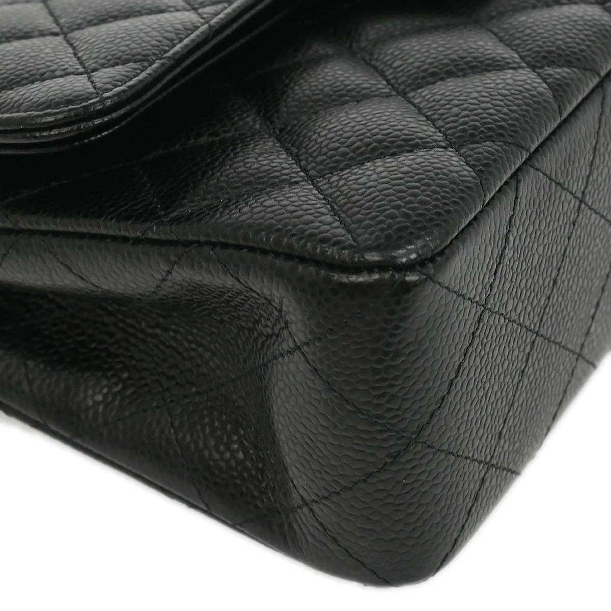 Chanel 2012 Black Caviar Small Classic Double Flap Shoulder Bag - Image 3