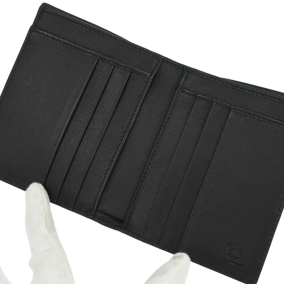 Gucci Black Leather Guccissima Bifold Wallet - Image 4