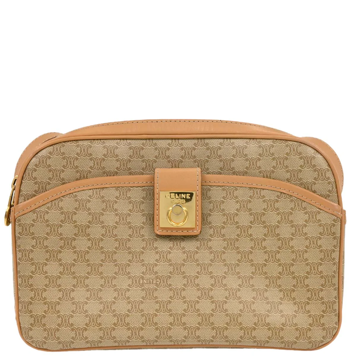 Celine Beige PVC Macadam Shoulder Bag