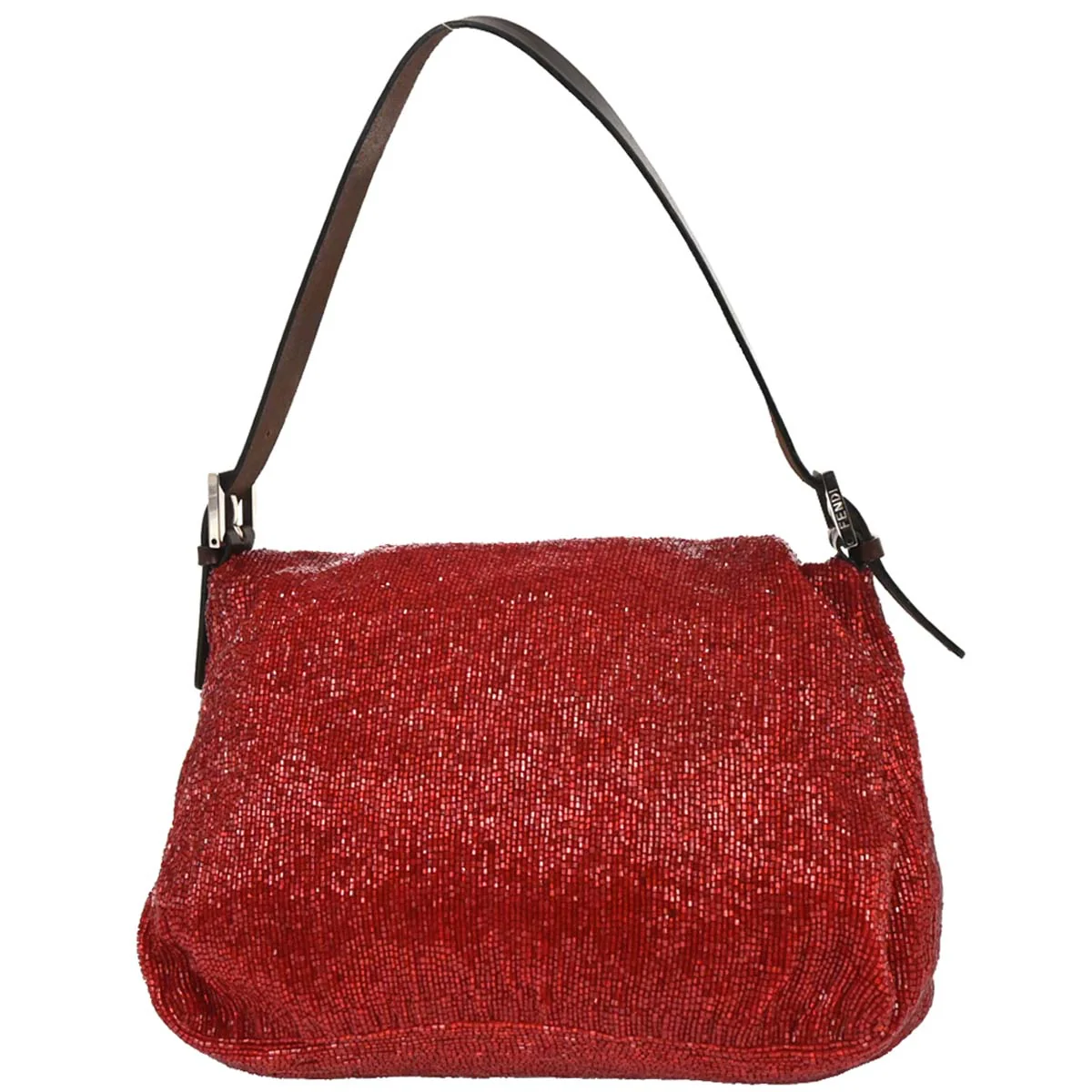 Fendi Red Beaded Mamma Baguette Handbag - Image 2