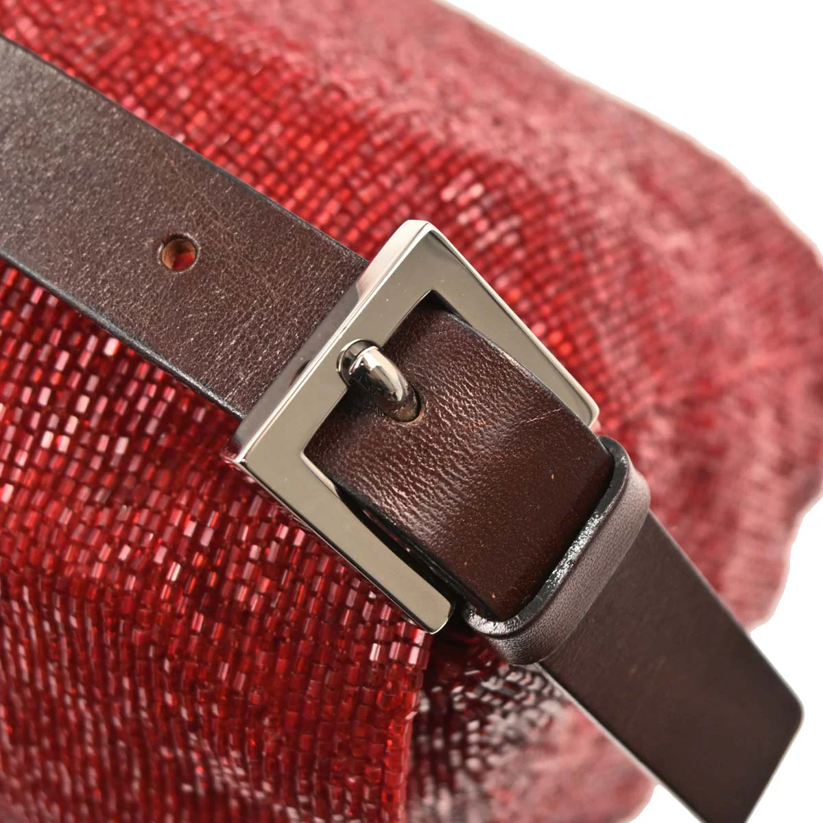 Fendi Red Beaded Mamma Baguette Handbag - Image 7