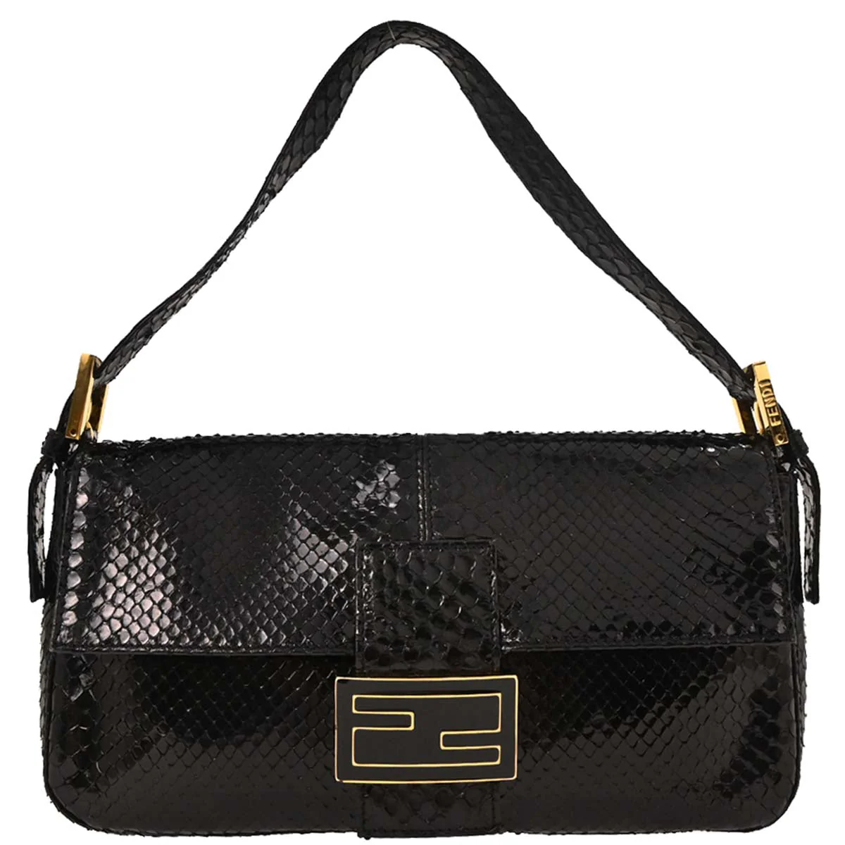 Fendi * Black Python Baguette Handbag