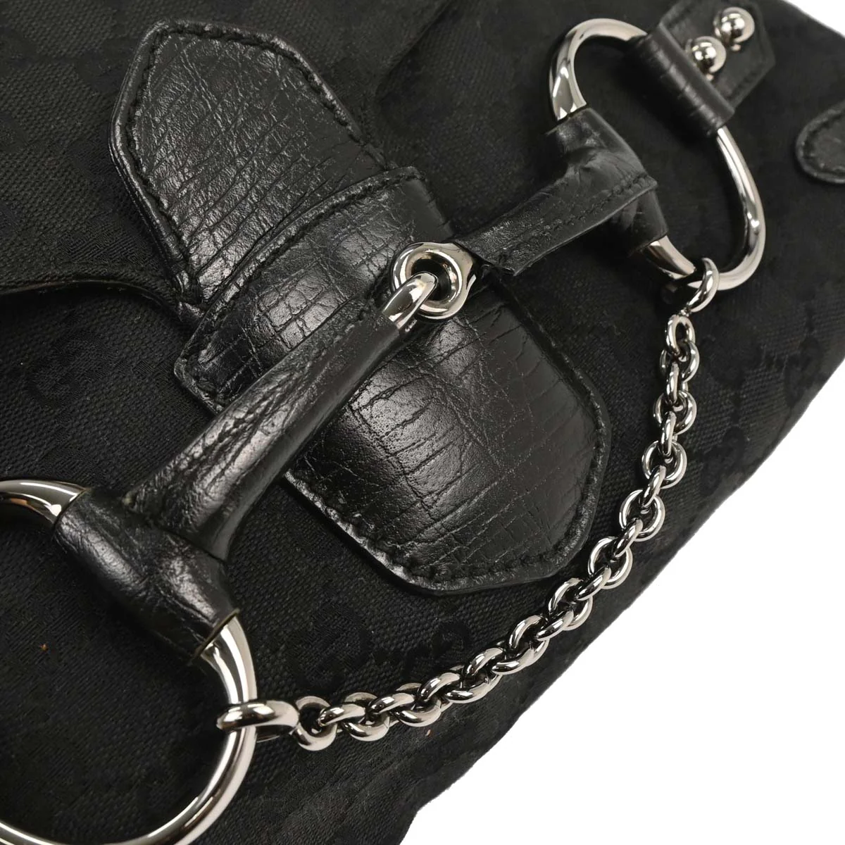 Gucci Black Horsebit GG Handbag - Image 5