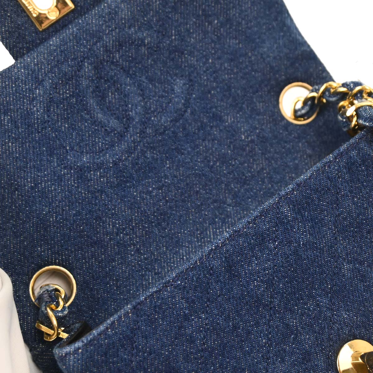 Chanel 1989-1991 Indigo Denim Mini Classic Square Flap Shoulder Bag - Image 6
