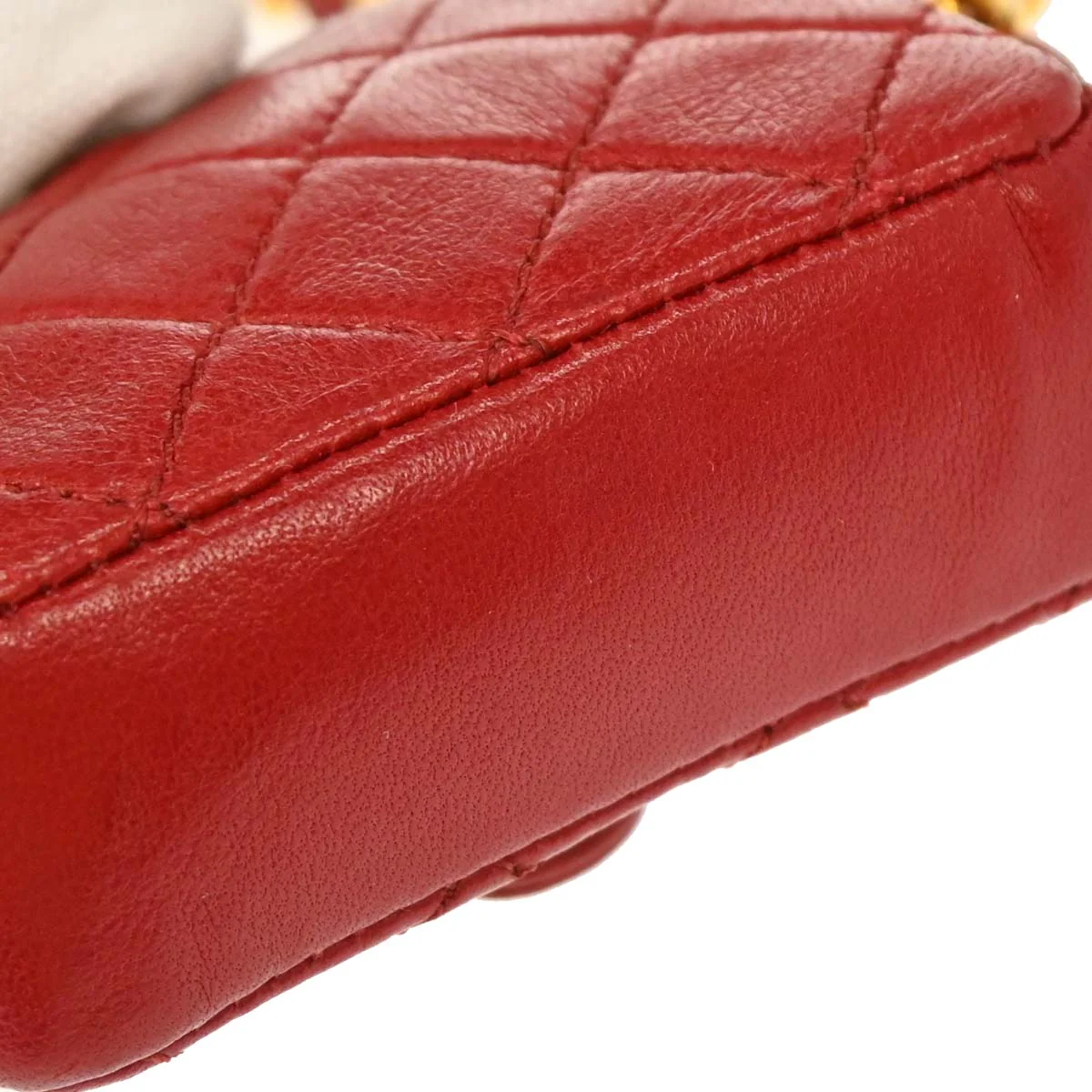 Chanel Red Lambskin Micro Classic Flap Shoulder Bag Pochette - Image 6