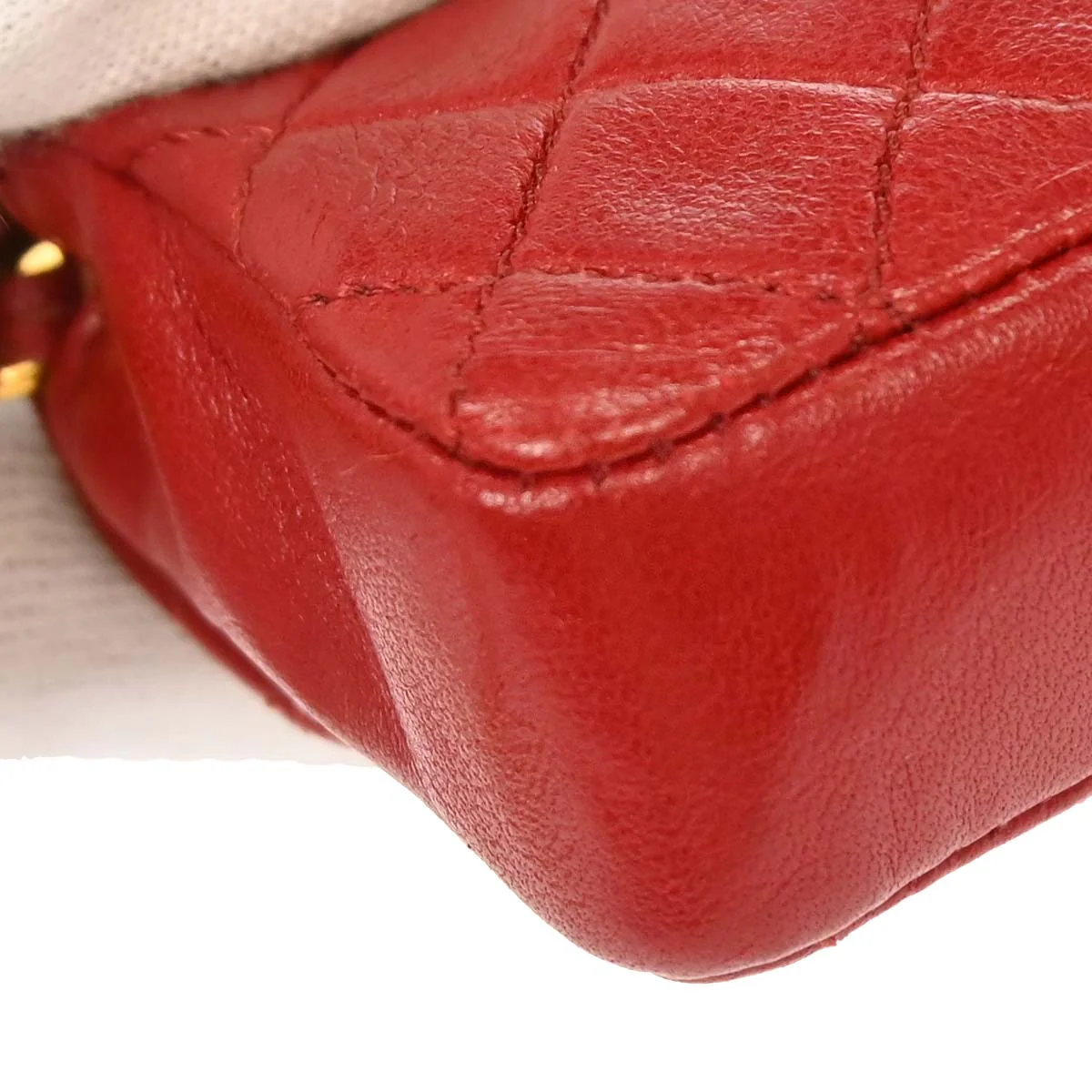 Chanel Red Lambskin Micro Classic Flap Shoulder Bag Pochette - Image 7
