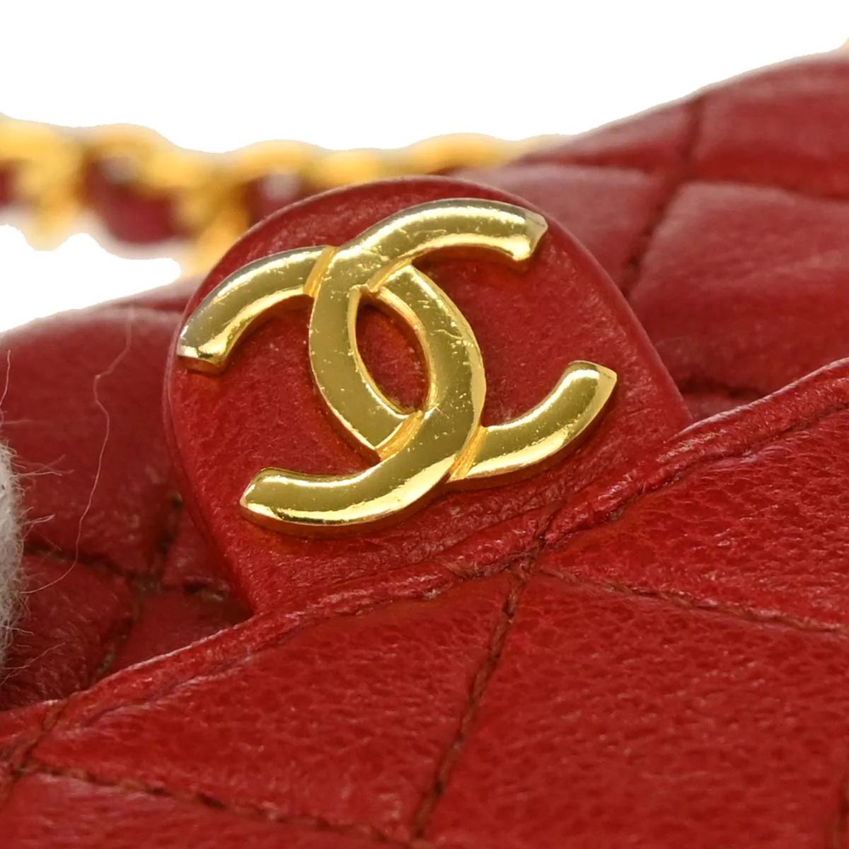 Chanel Red Lambskin Micro Classic Flap Shoulder Bag Pochette - Image 8