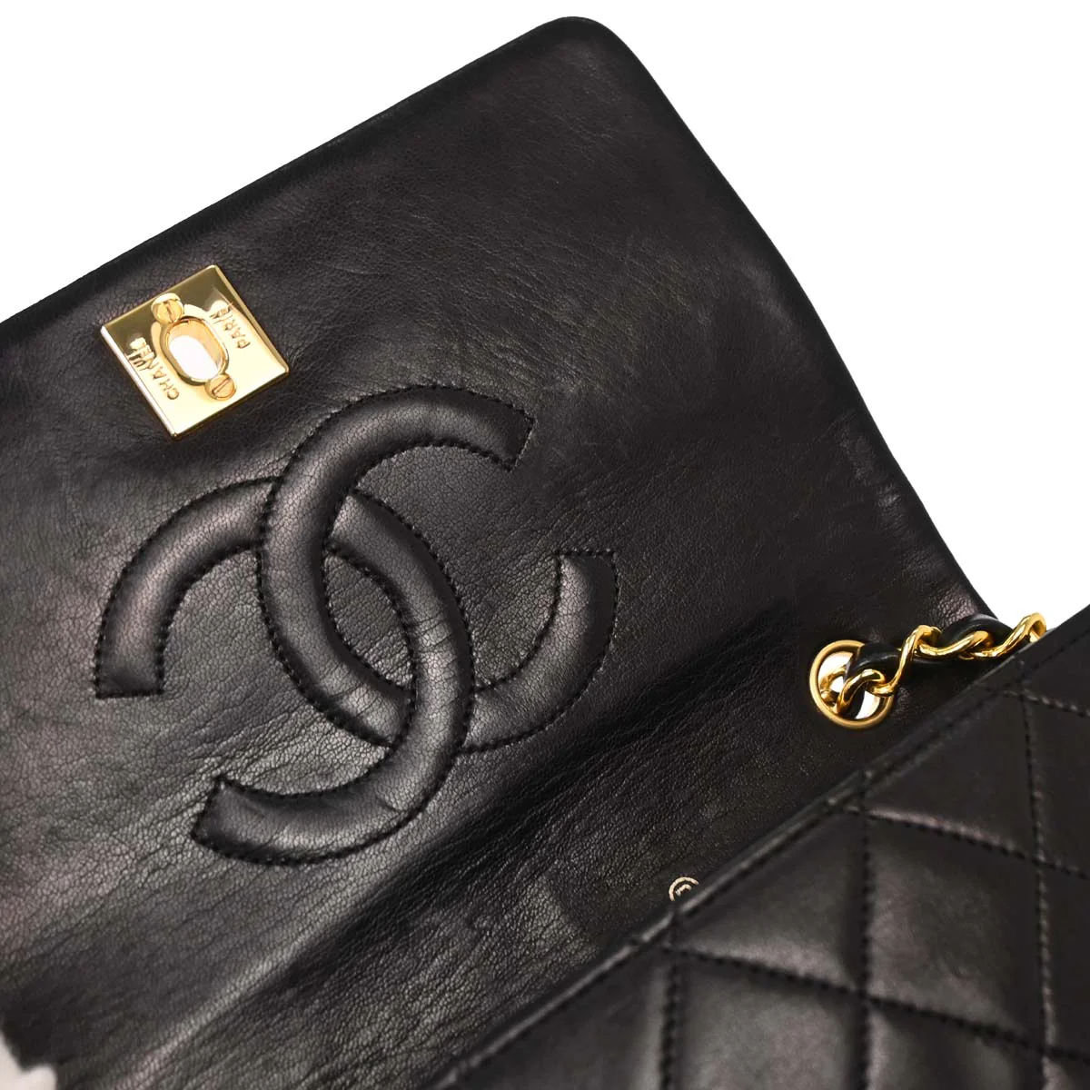 Chanel Black Lambskin Turnlock Mini Full Flap Shoulder Bag - Image 16