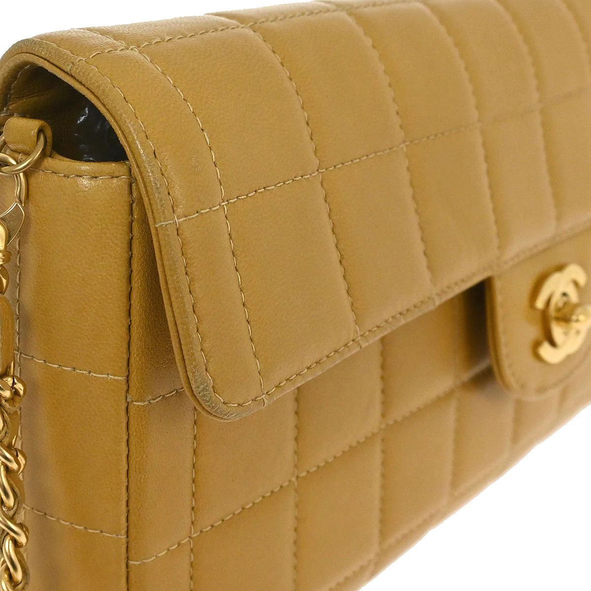 Chanel 2002-2003 Beige Lambskin Coco Bar East West Shoulder Bag - Image 14