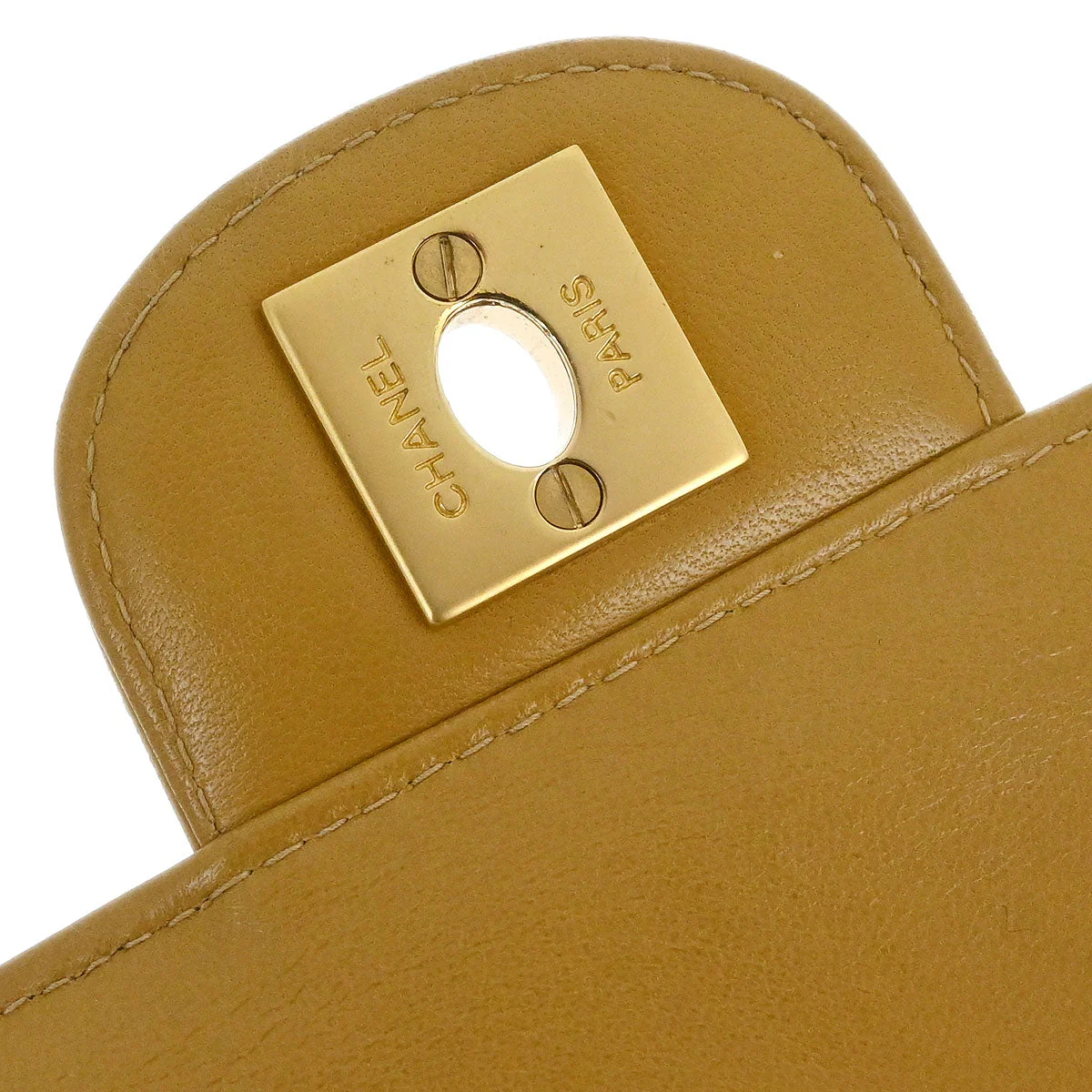 Chanel 2002-2003 Beige Lambskin Coco Bar East West Shoulder Bag - Image 16