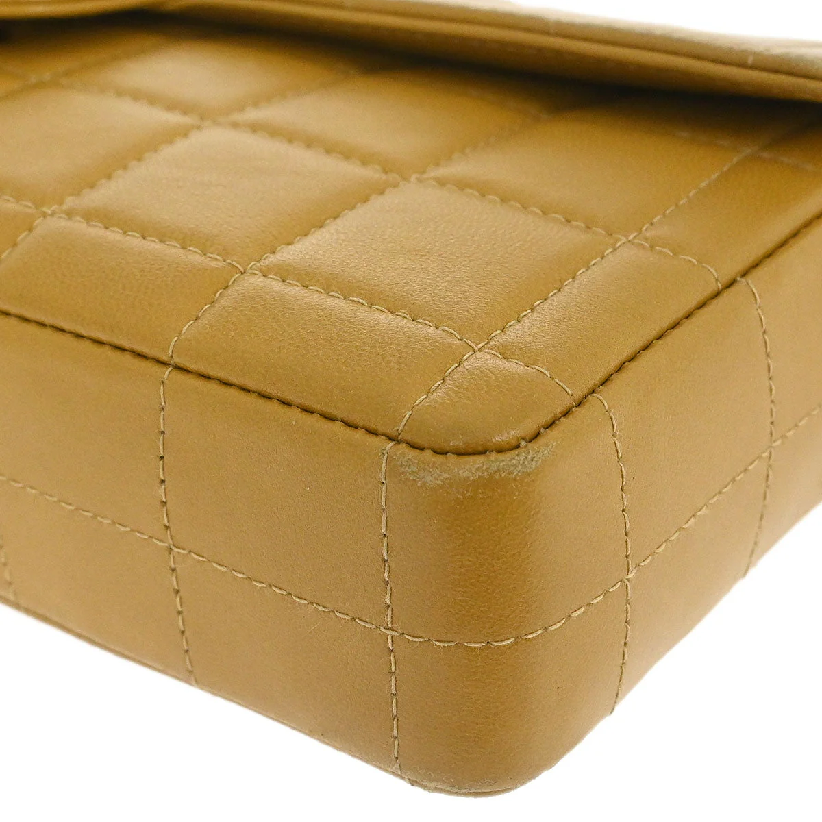 Chanel 2002-2003 Beige Lambskin Coco Bar East West Shoulder Bag - Image 6