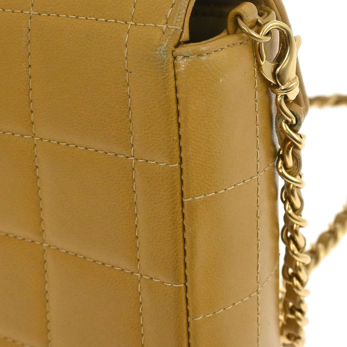 Chanel 2002-2003 Beige Lambskin Coco Bar East West Shoulder Bag - Image 9