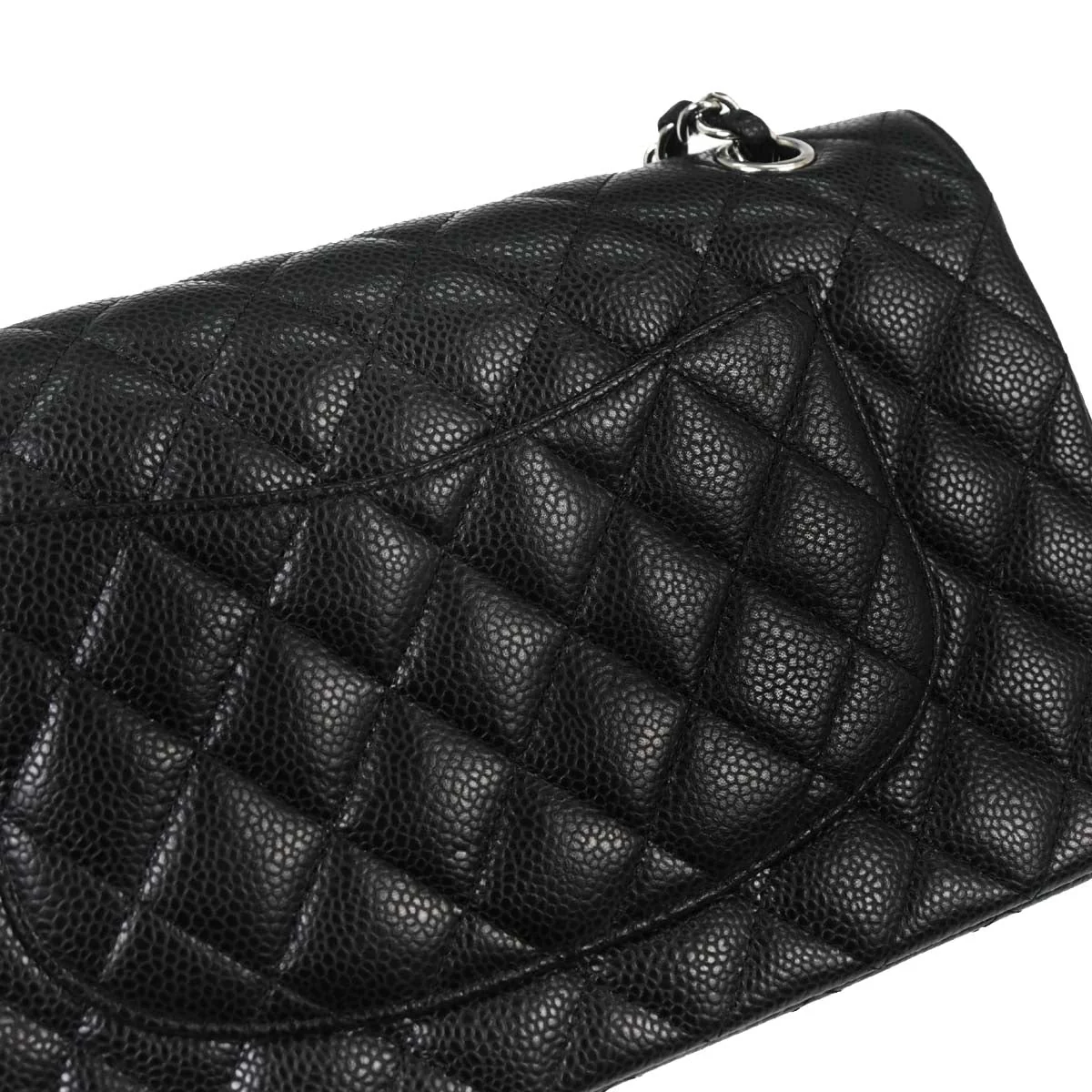 Chanel 2010-2011 Black Caviar Skin Medium Classic Double Flap Shoulder Bag - Image 4