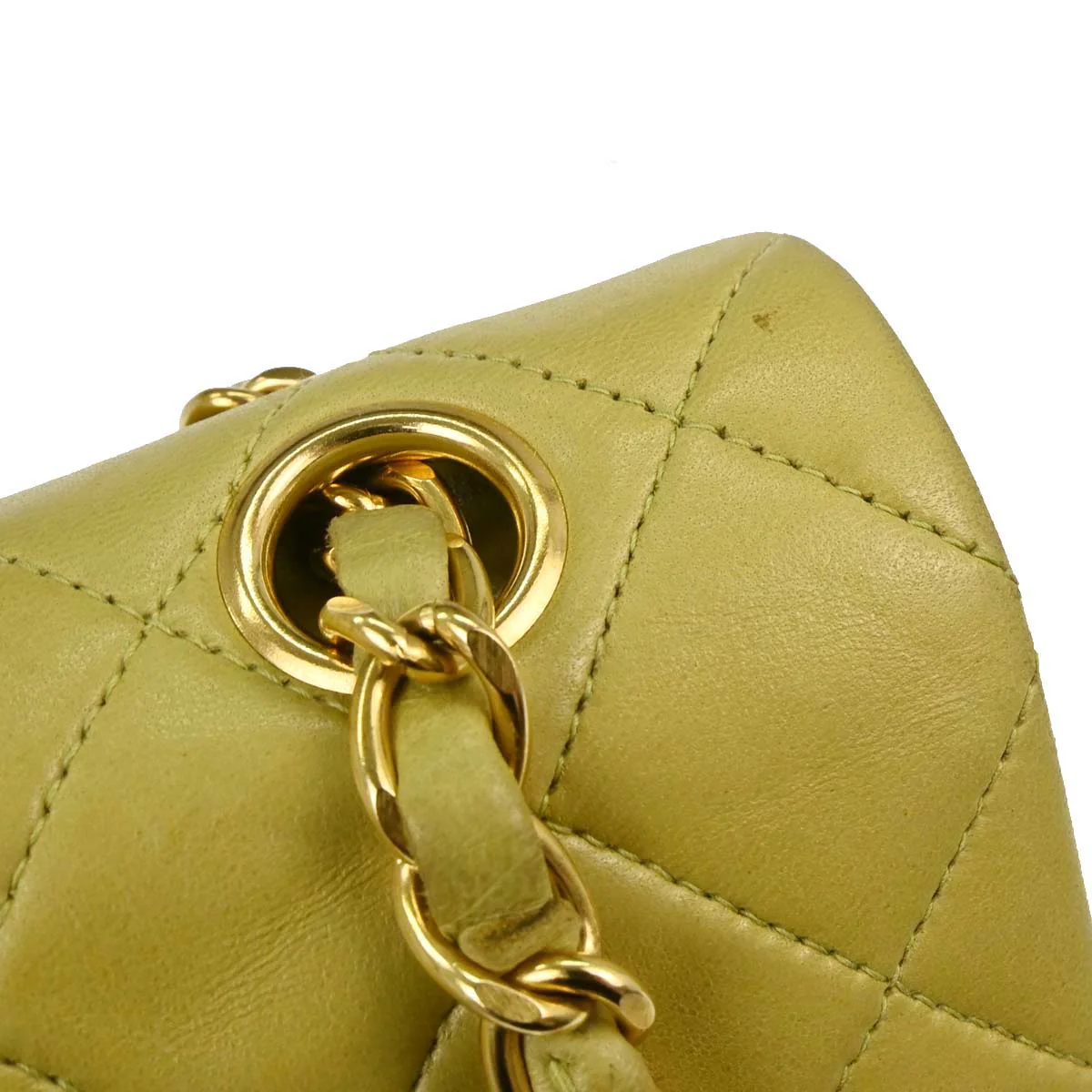 Chanel Light Green Lambskin Small Classic Double Flap Shoulder Bag - Image 5