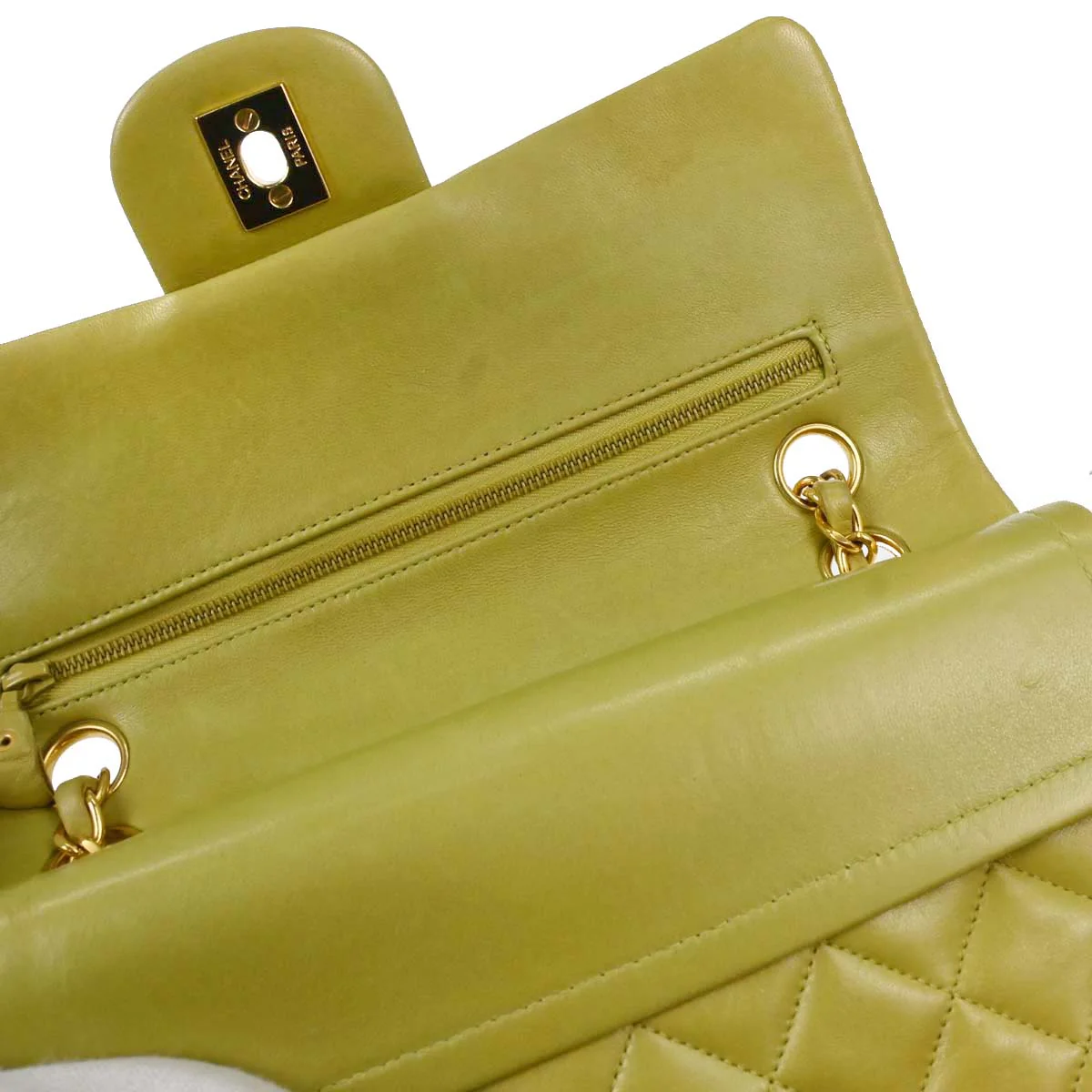 Chanel Light Green Lambskin Small Classic Double Flap Shoulder Bag - Image 8