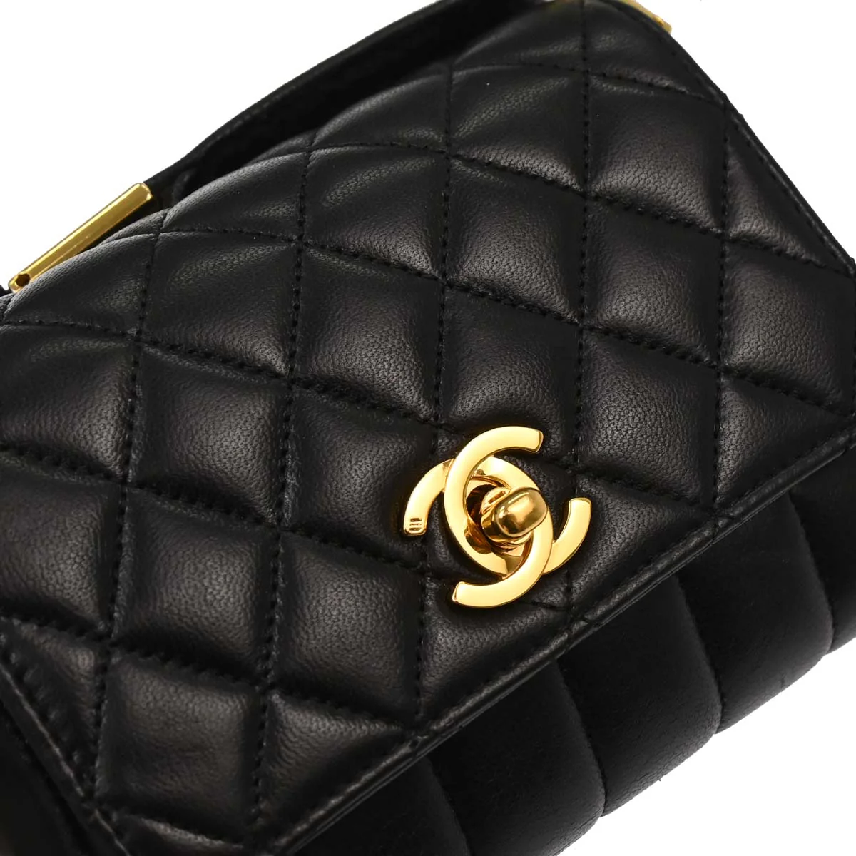Chanel 1989-1991 Black Lambskin Handbag - Image 7