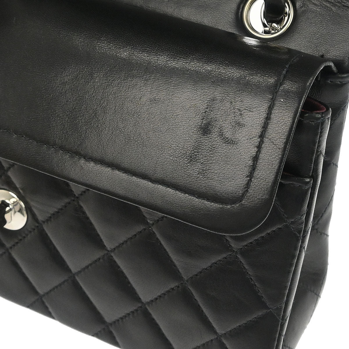 Chanel Black Lambskin Small Classic Double Flap Shoulder Bag - Image 9
