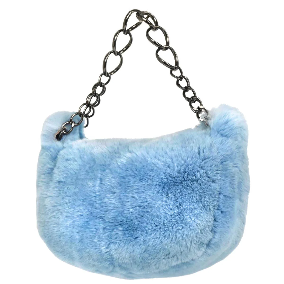 Chanel Blue Lapin Fur Handbag - Image 2