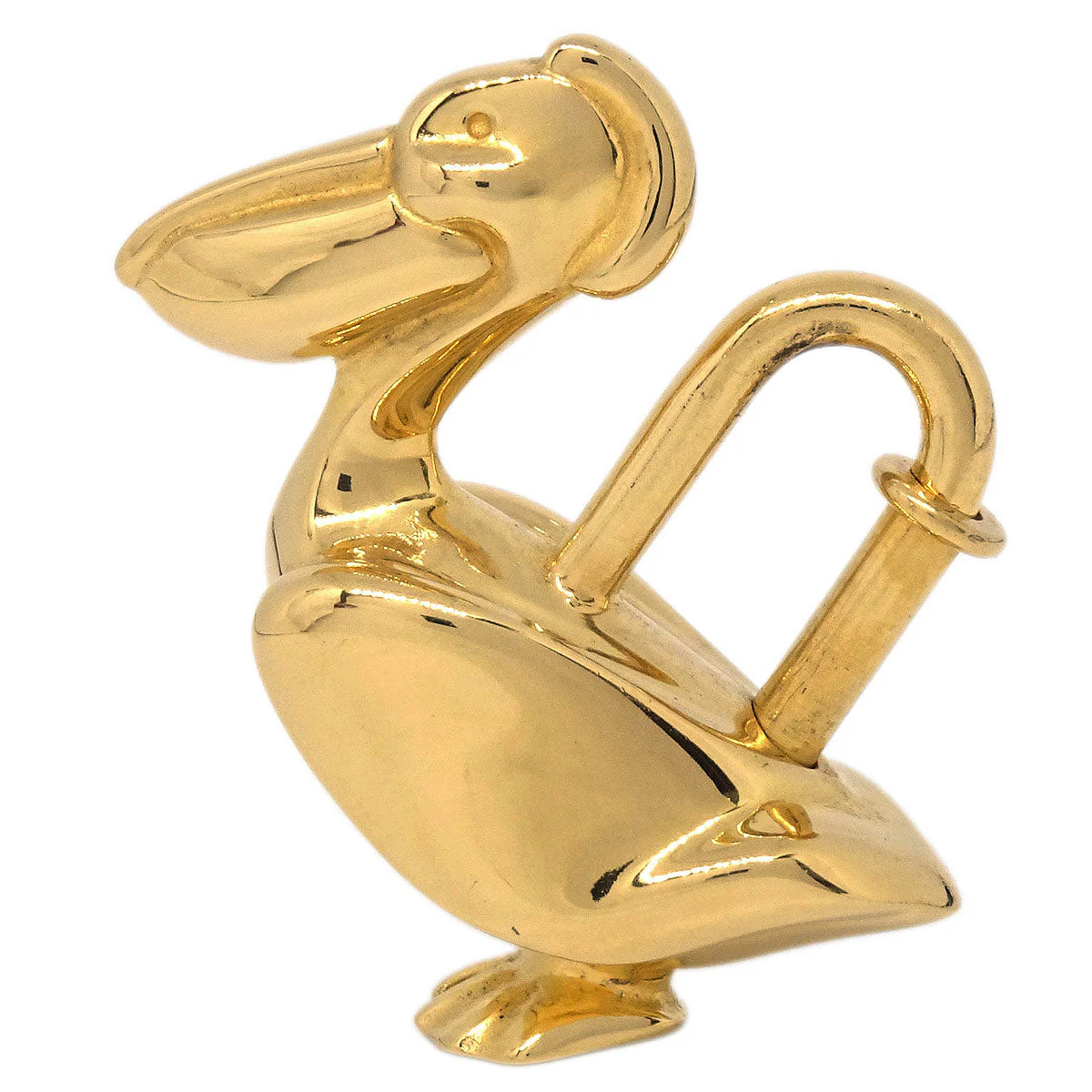 Hermes Pelican Motif 1992 Limited Cadena Padlock Gold Bag Charm - Image 2